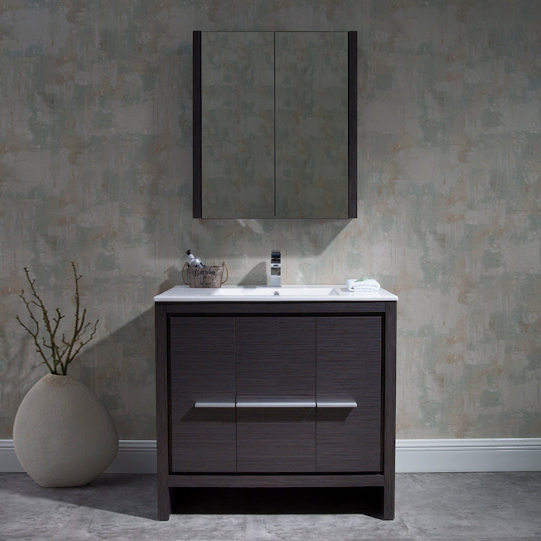 Milan 36 Inch Vanity with Ceramic Top - Modern Bathroom Vanity