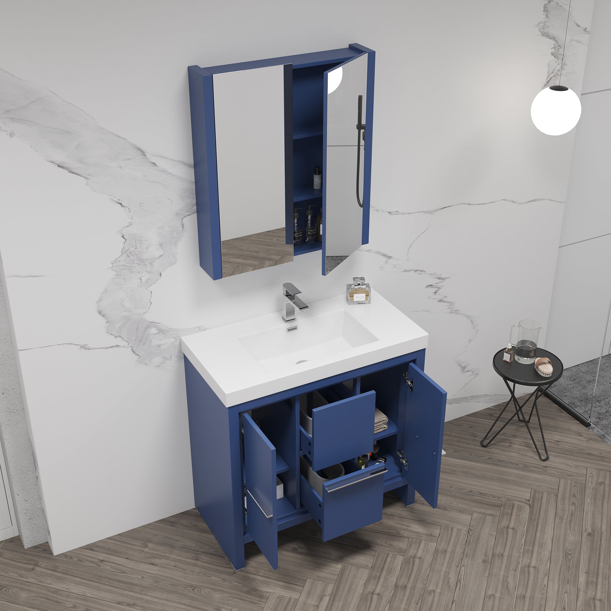 Milan 36 Inch Vanity with Ceramic Top Vanity Plus - Modern Bathroom Vanity