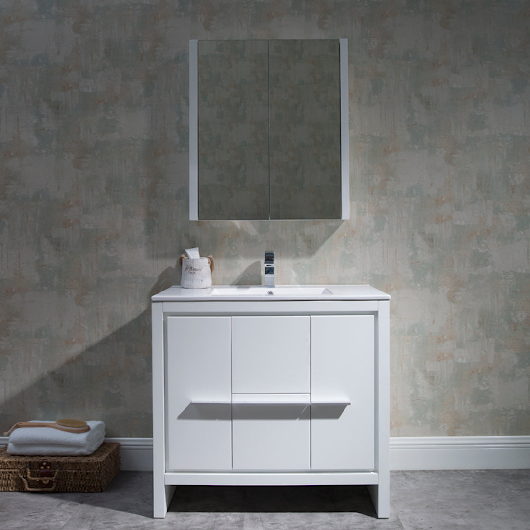 Milan 36 Inch Vanity with Ceramic Top - Modern Bathroom Vanity