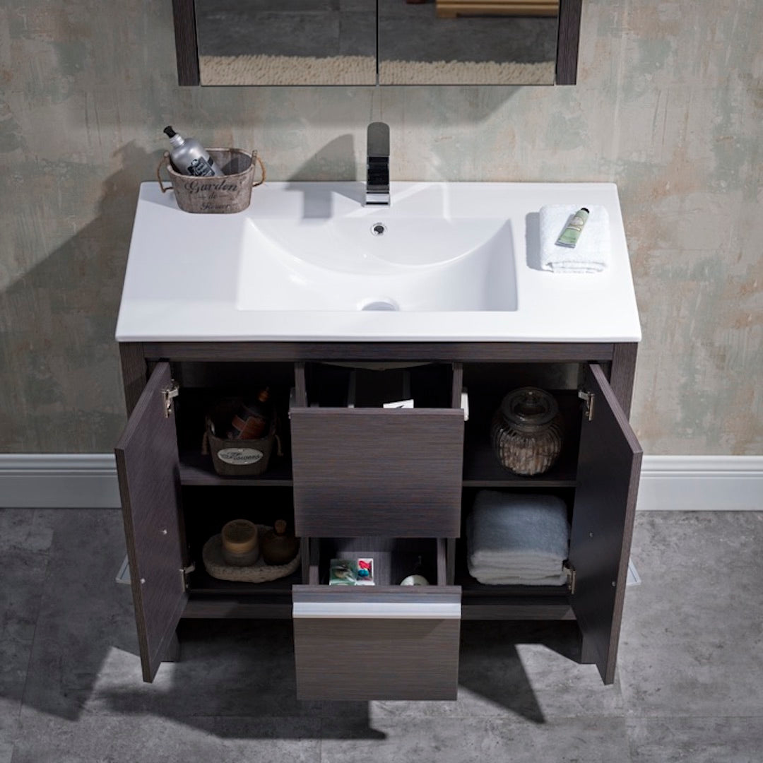 Milan 36 Inch Vanity with Ceramic Top - Modern Bathroom Vanity