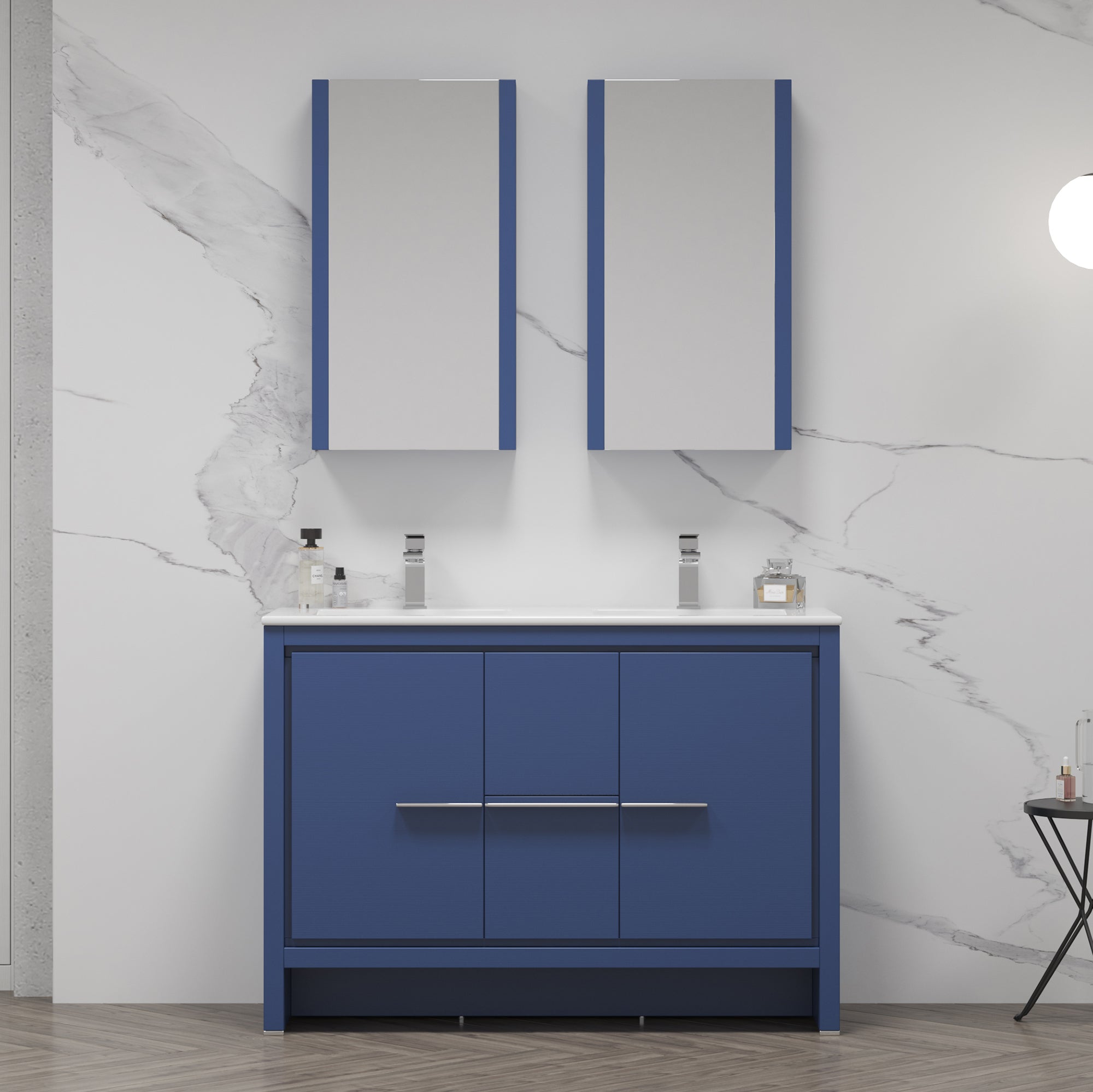 Milan 48 Inch Vanity with Ceramic Double Top - Modern Bathroom Vanity