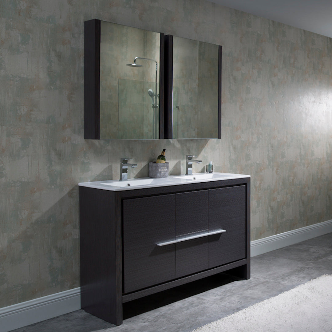 Milan 48 Inch Vanity with Ceramic Double Top - Modern Bathroom Vanity