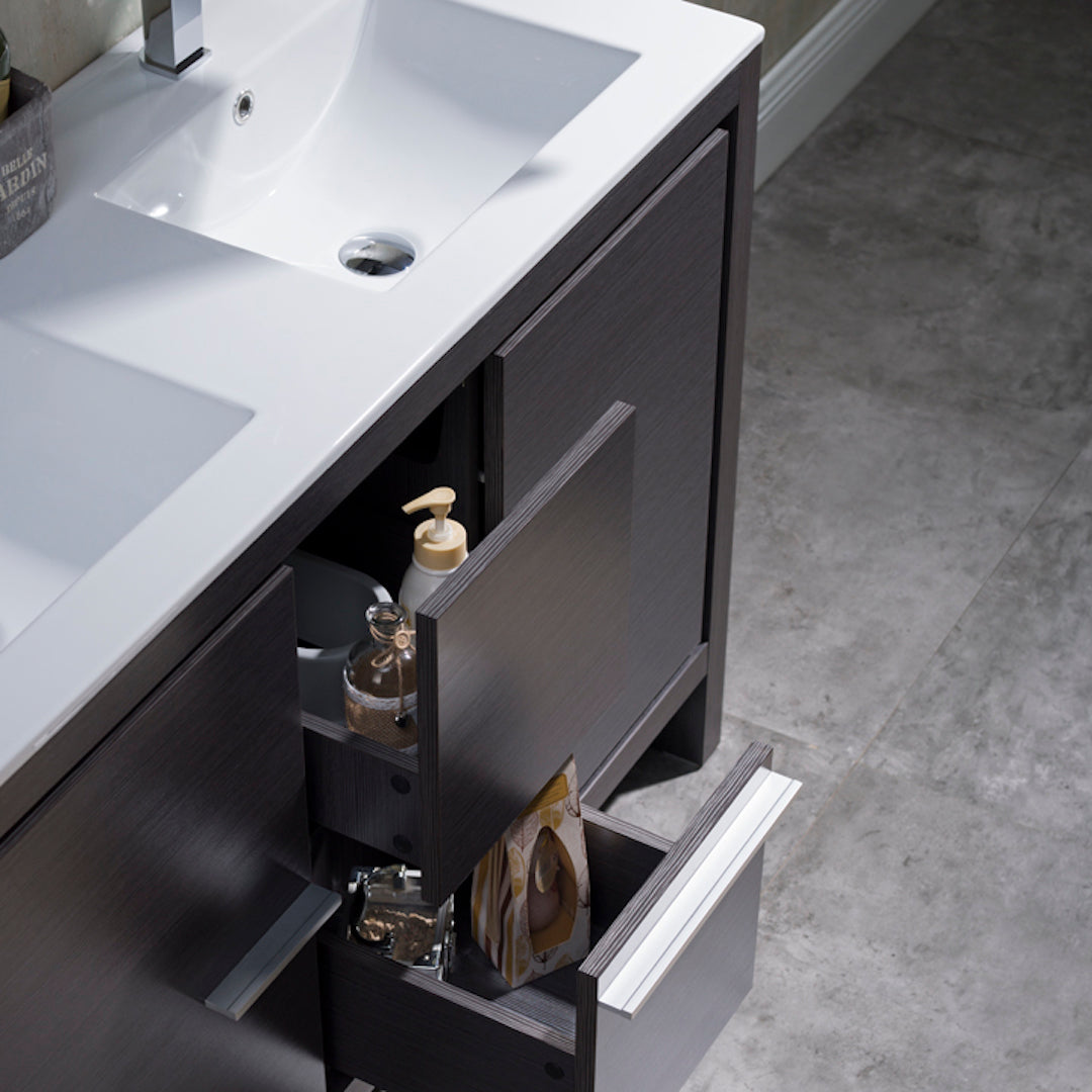 Milan 48 Inch Vanity with Ceramic Double Top - Modern Bathroom Vanity