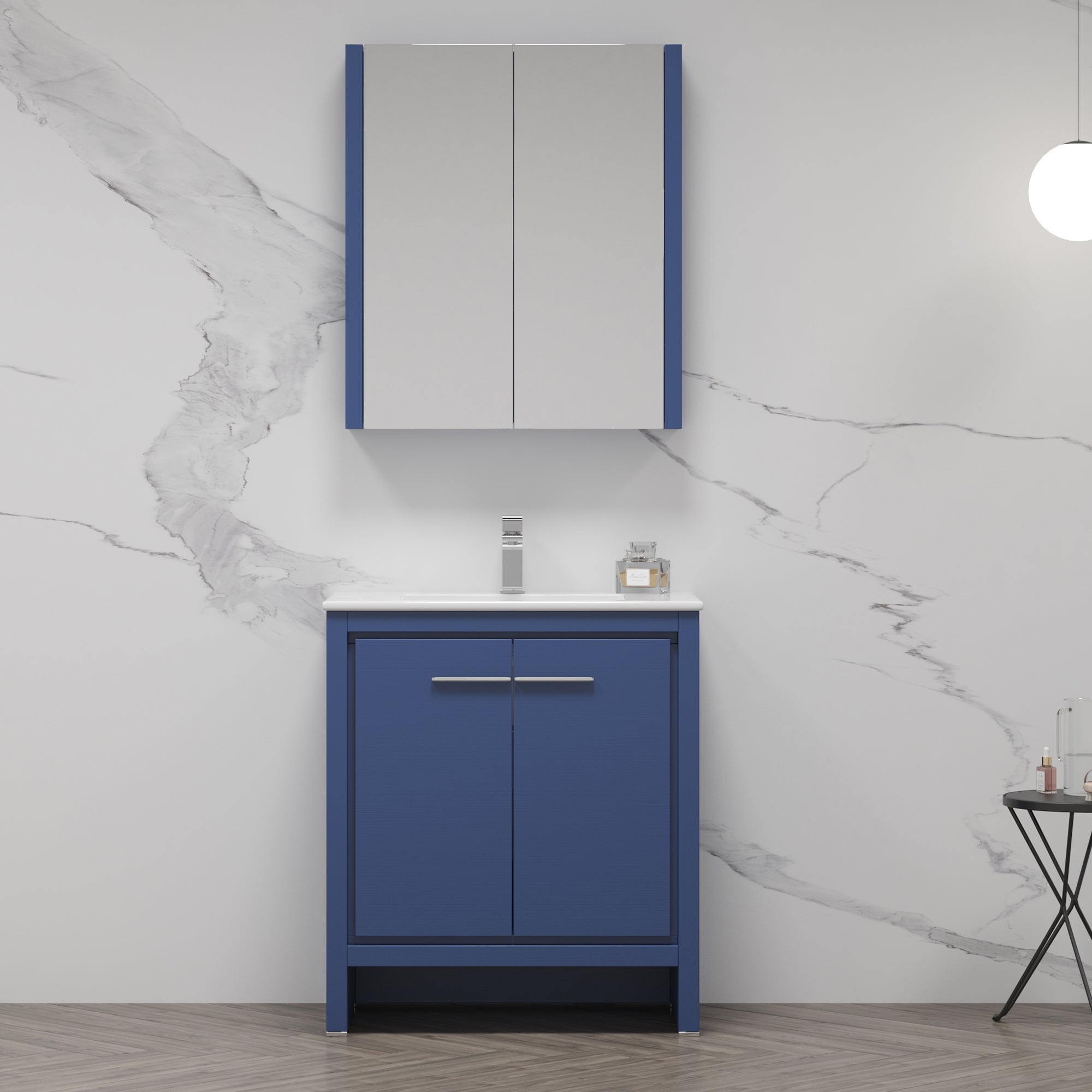 Milan 30" Inch Freestanding Vanity with Ceramic Top - Modern Bathroom Vanity