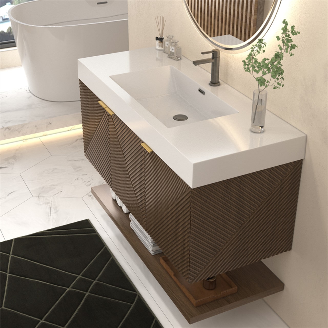 Mystique 48" Wall-Mounted Vanity with Acrylic Sink