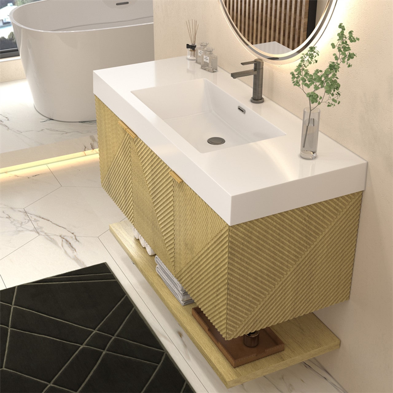 Mystique 48" Wall-Mounted Vanity with Acrylic Sink