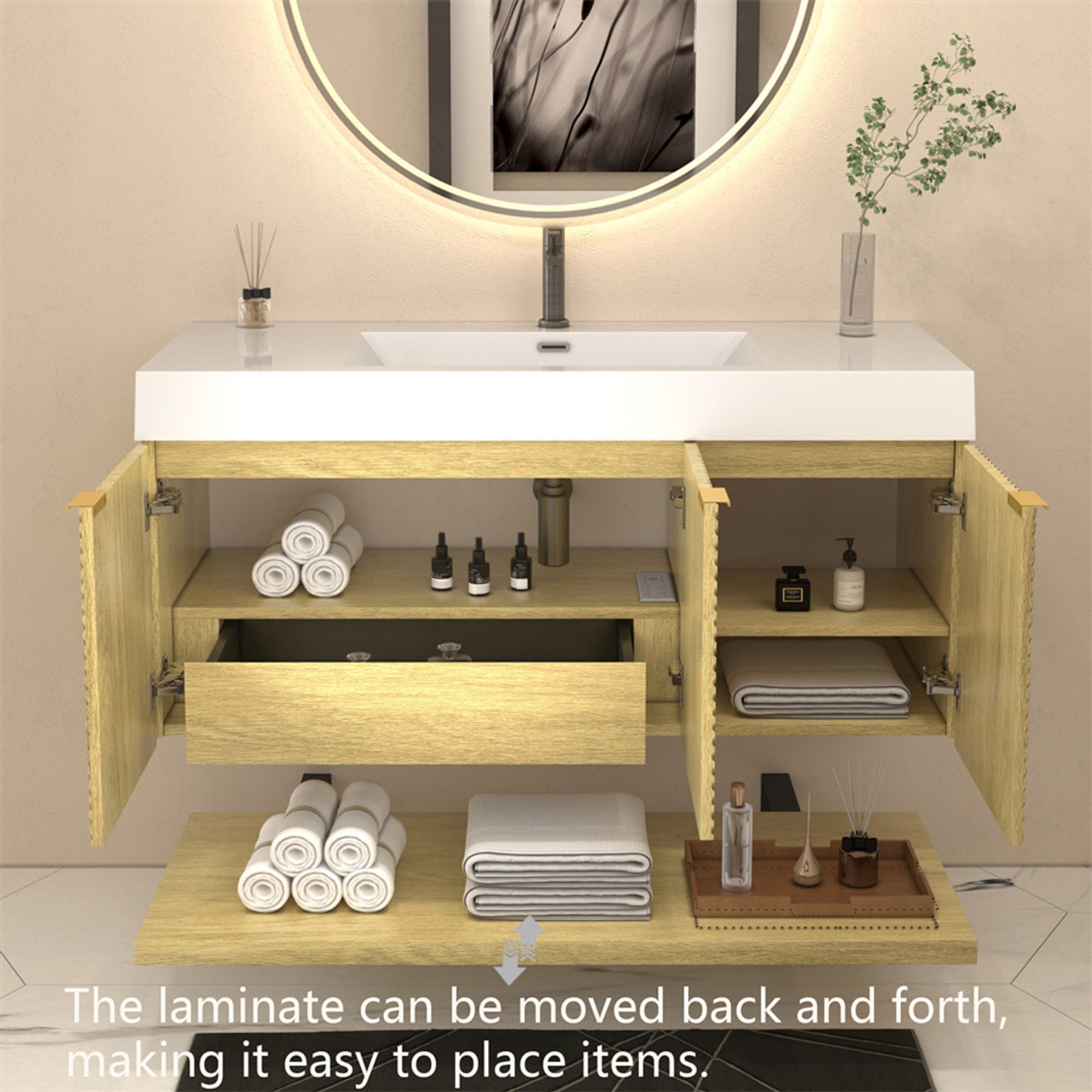 Mystique 48" Wall-Mounted Vanity with Acrylic Sink