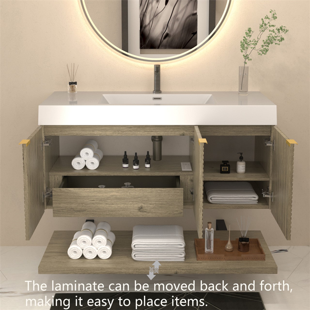 Mystique 48" Wall-Mounted Vanity with Acrylic Sink
