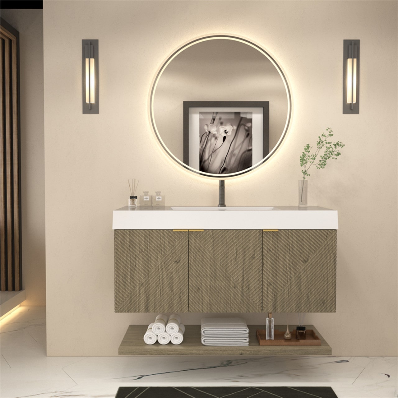 Mystique 48" Wall-Mounted Vanity with Acrylic Sink