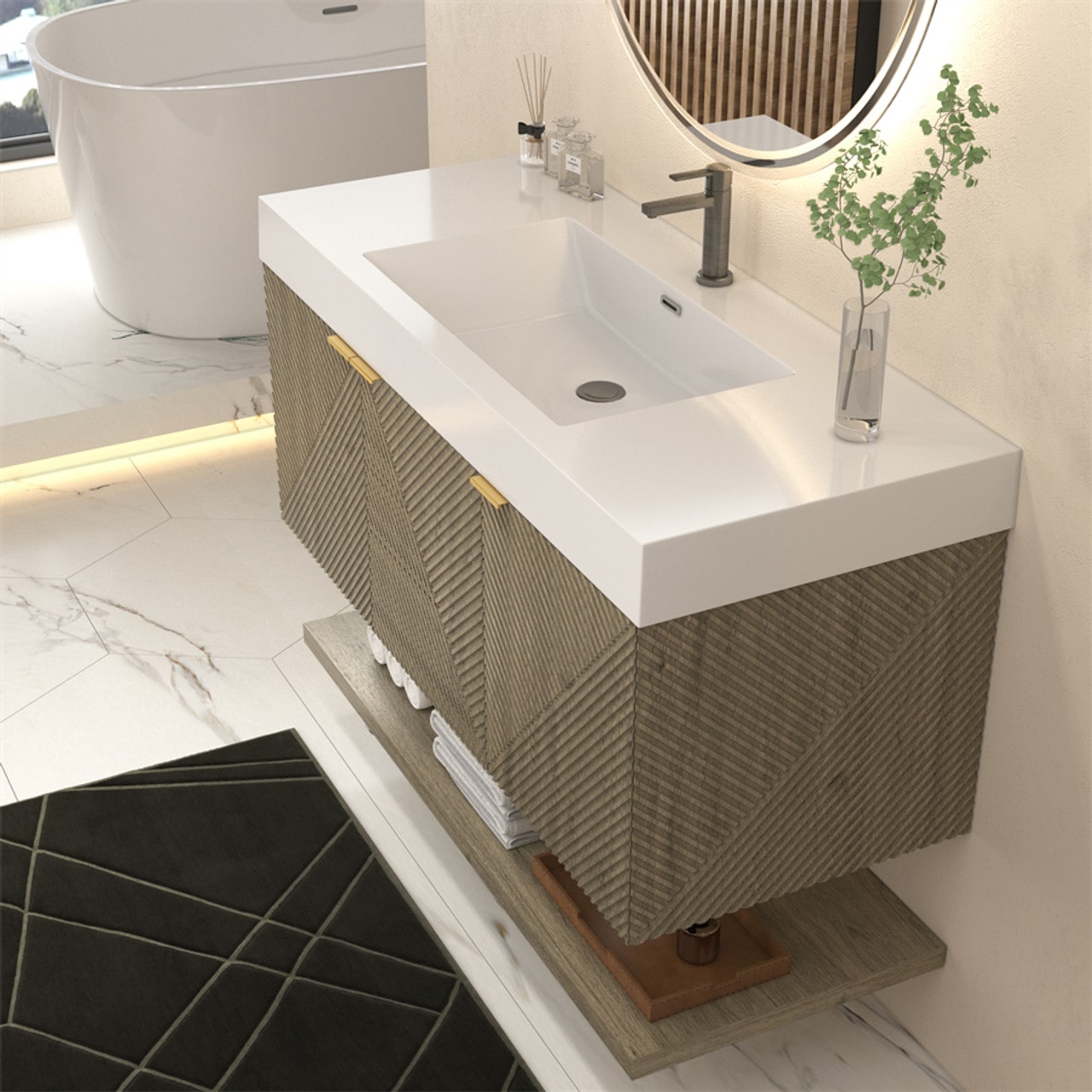 Mystique 48" Wall-Mounted Vanity with Acrylic Sink