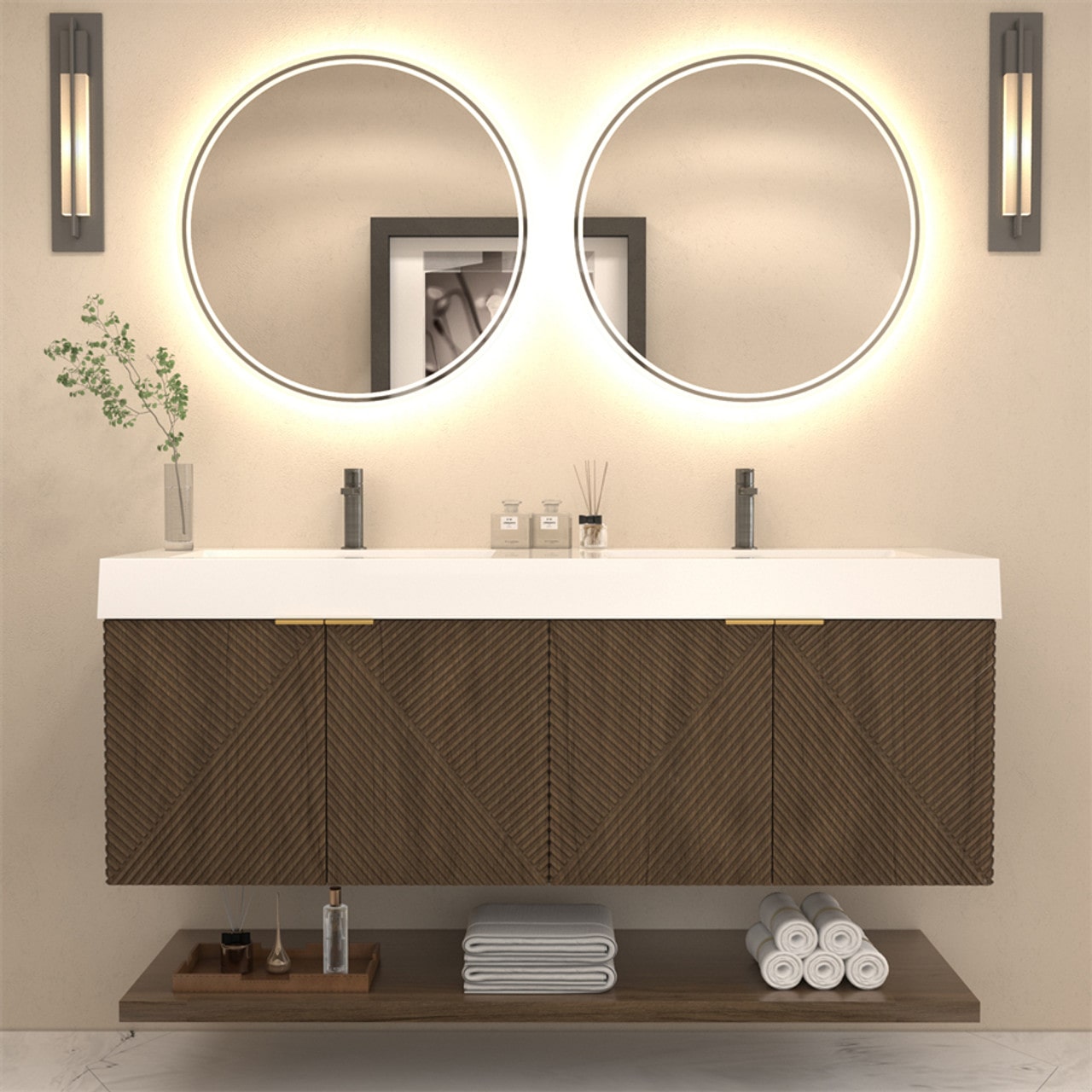 Mystique 60" Wall-Mounted Vanity with Acrylic Sink