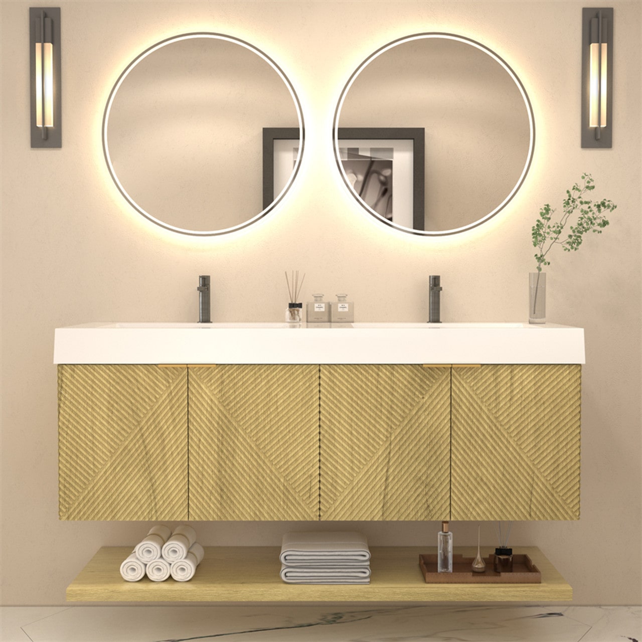 Mystique 60" Wall-Mounted Vanity with Acrylic Sink