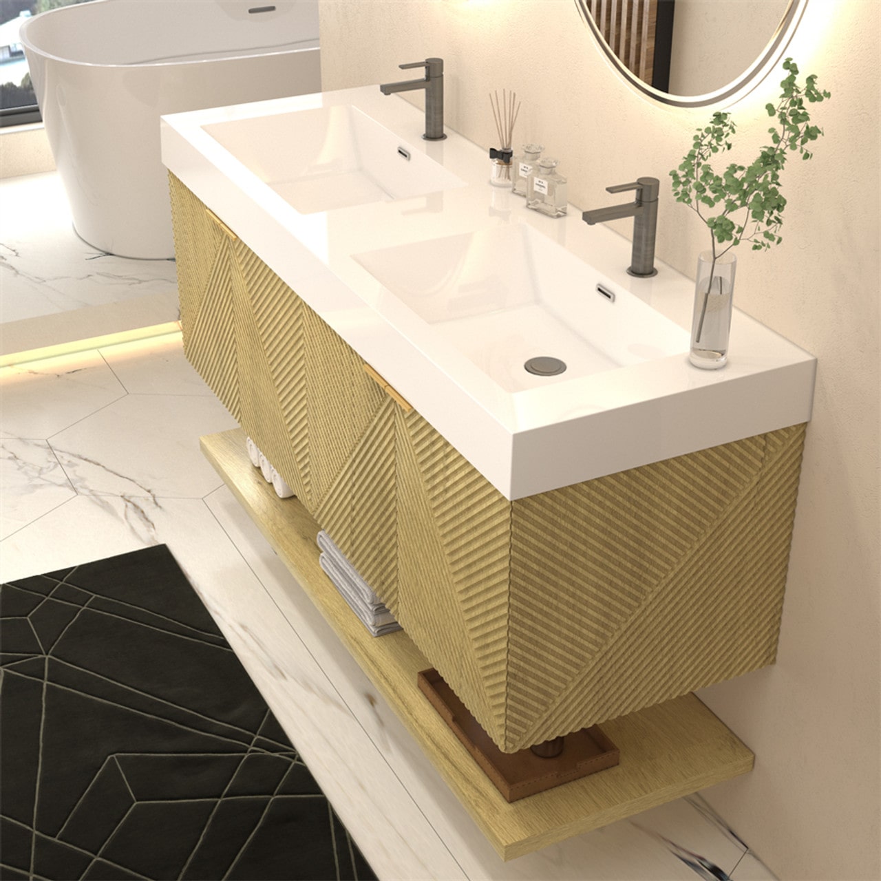 Mystique 60" Wall-Mounted Vanity with Acrylic Sink