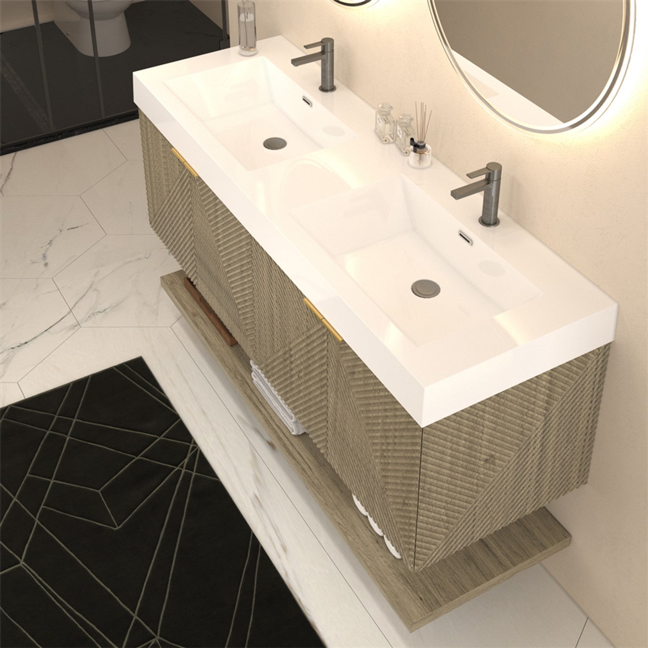 Mystique 60" Wall-Mounted Vanity with Acrylic Sink