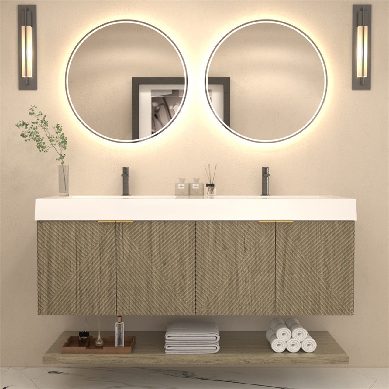 Mystique 60" Wall-Mounted Vanity with Acrylic Sink