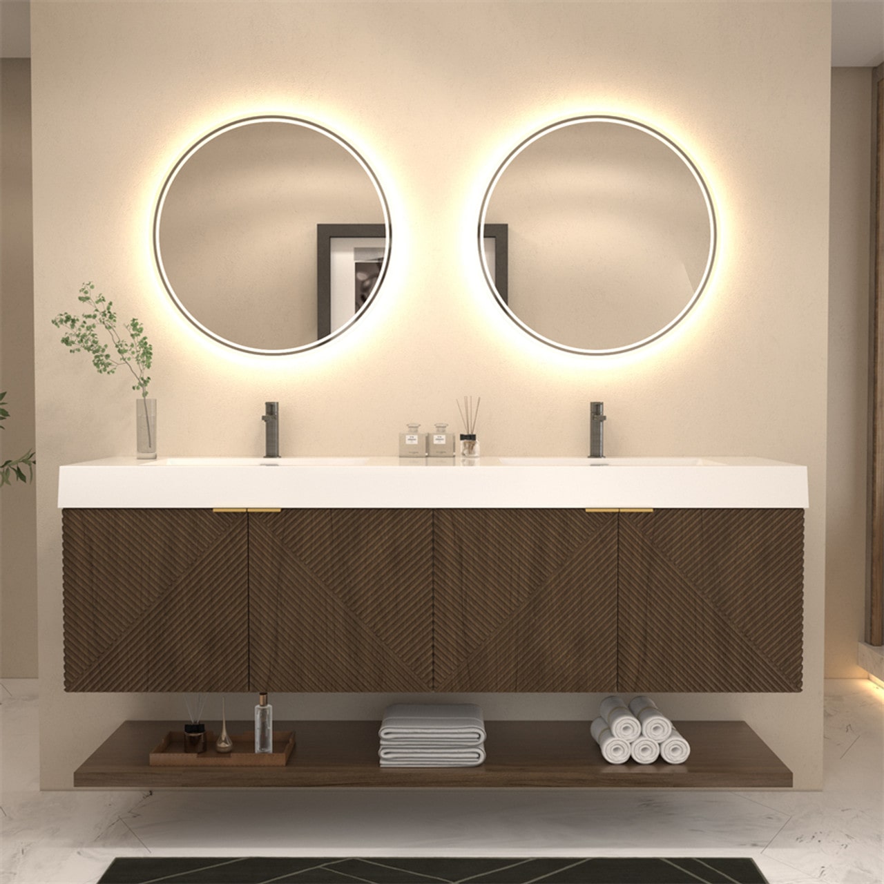 Mystique 72" Wall-Mounted Vanity with Acrylic Sink