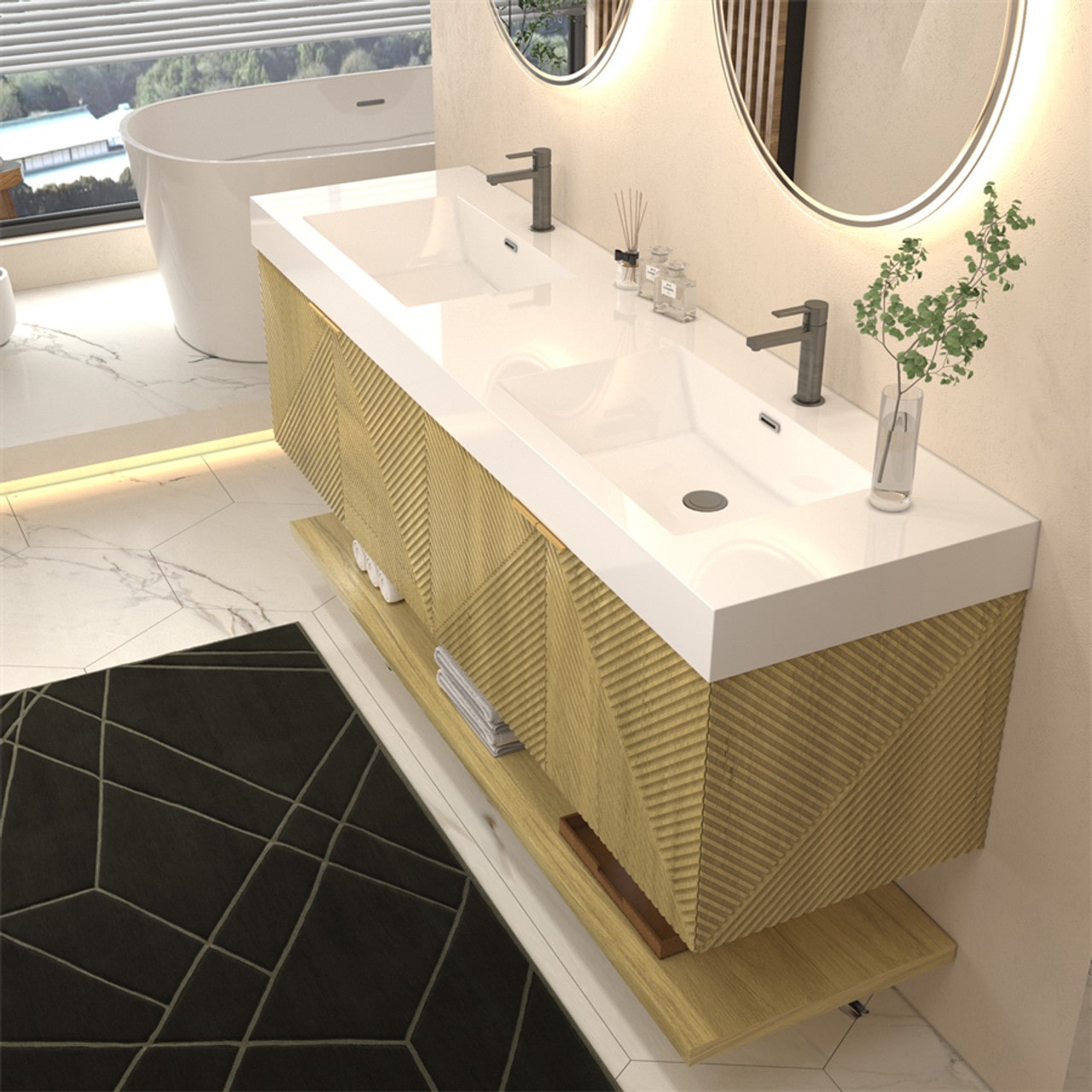 Mystique 72" Wall-Mounted Vanity with Acrylic Sink