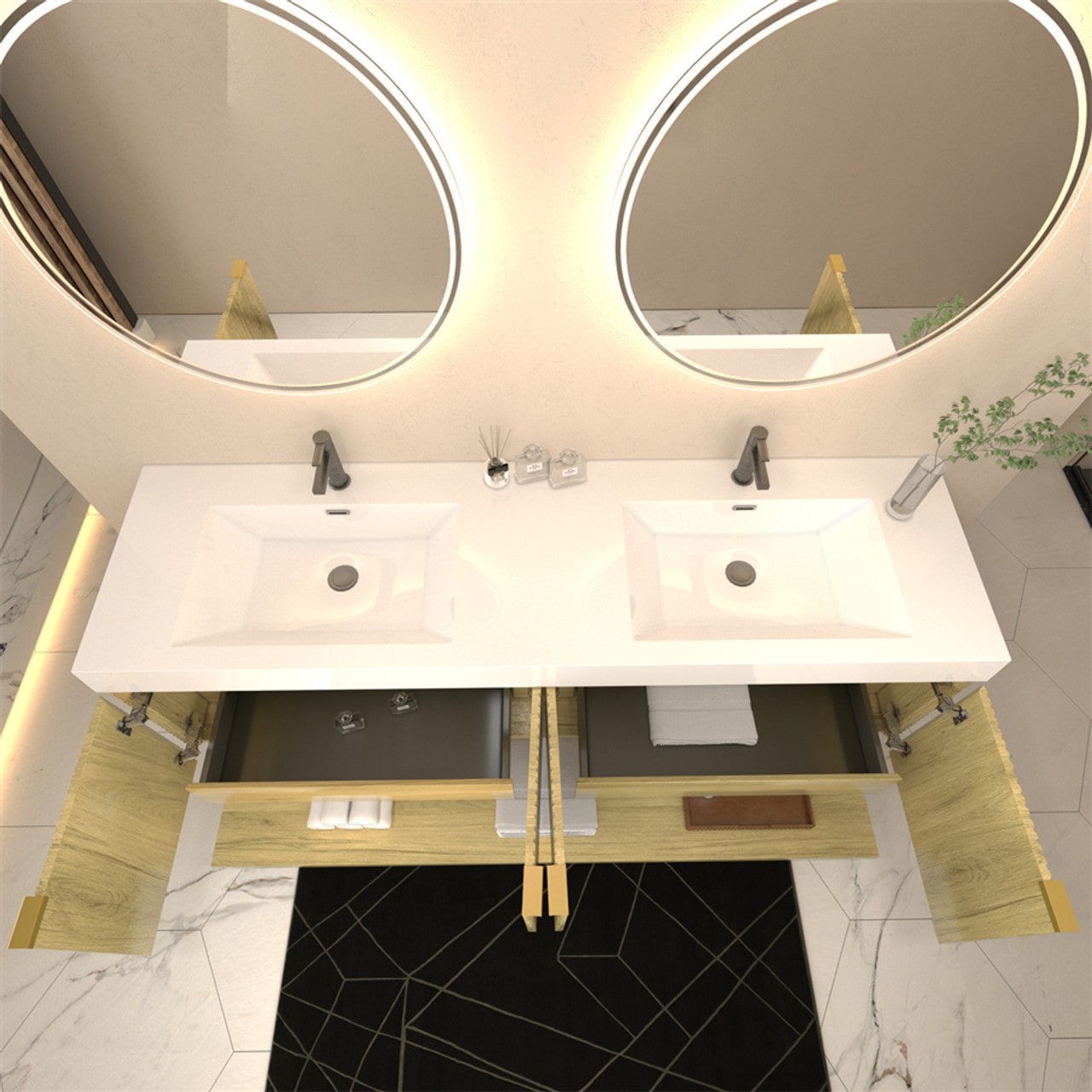 Mystique 72" Wall-Mounted Vanity with Acrylic Sink