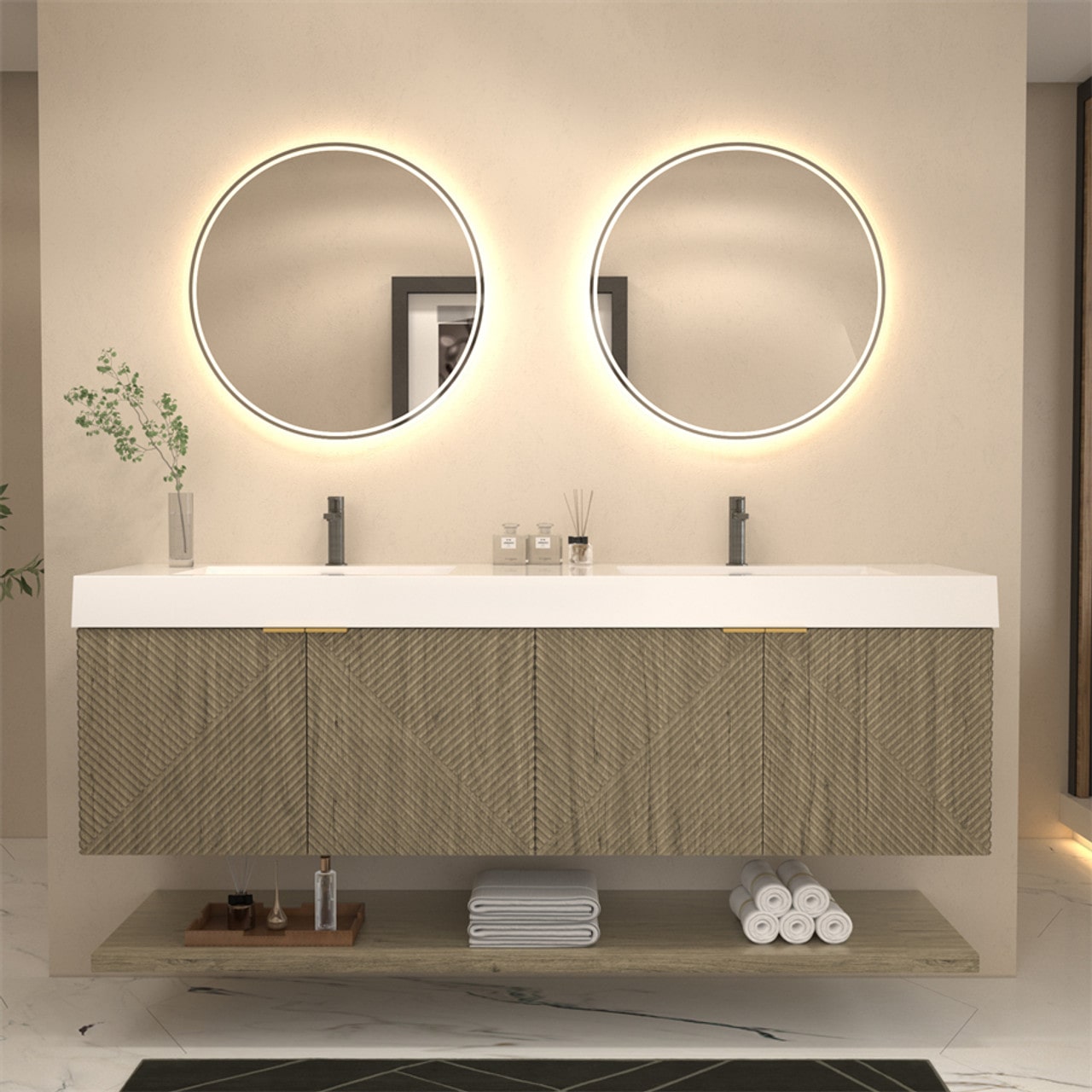 Mystique 72" Wall-Mounted Vanity with Acrylic Sink