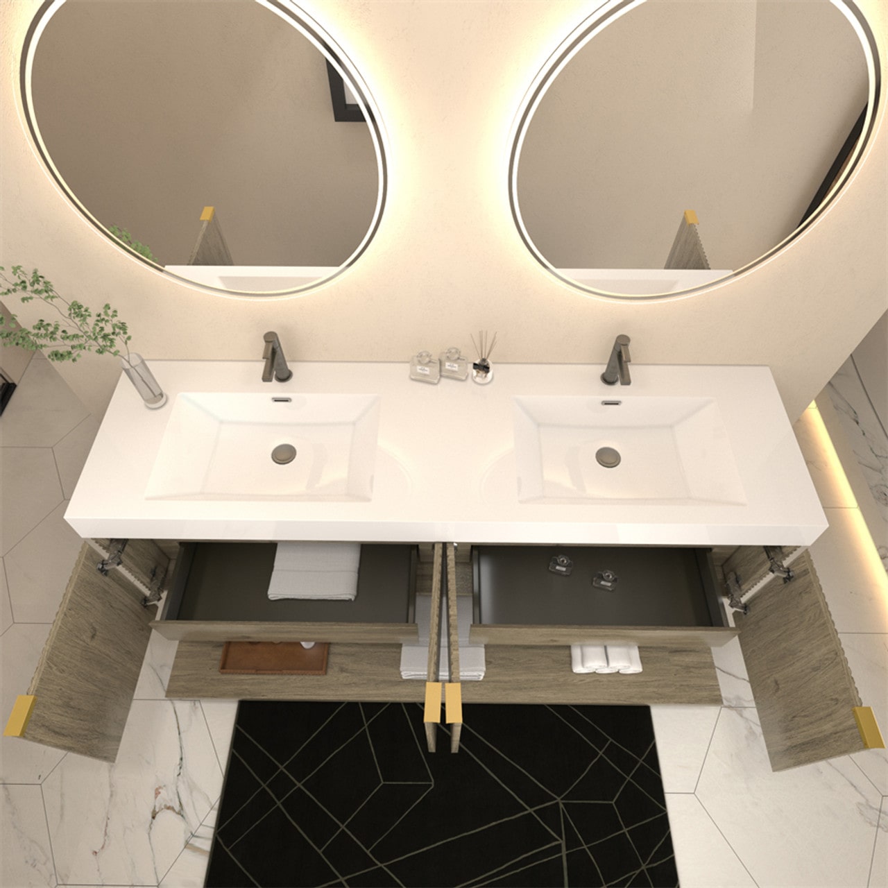 Mystique 72" Wall-Mounted Vanity with Acrylic Sink