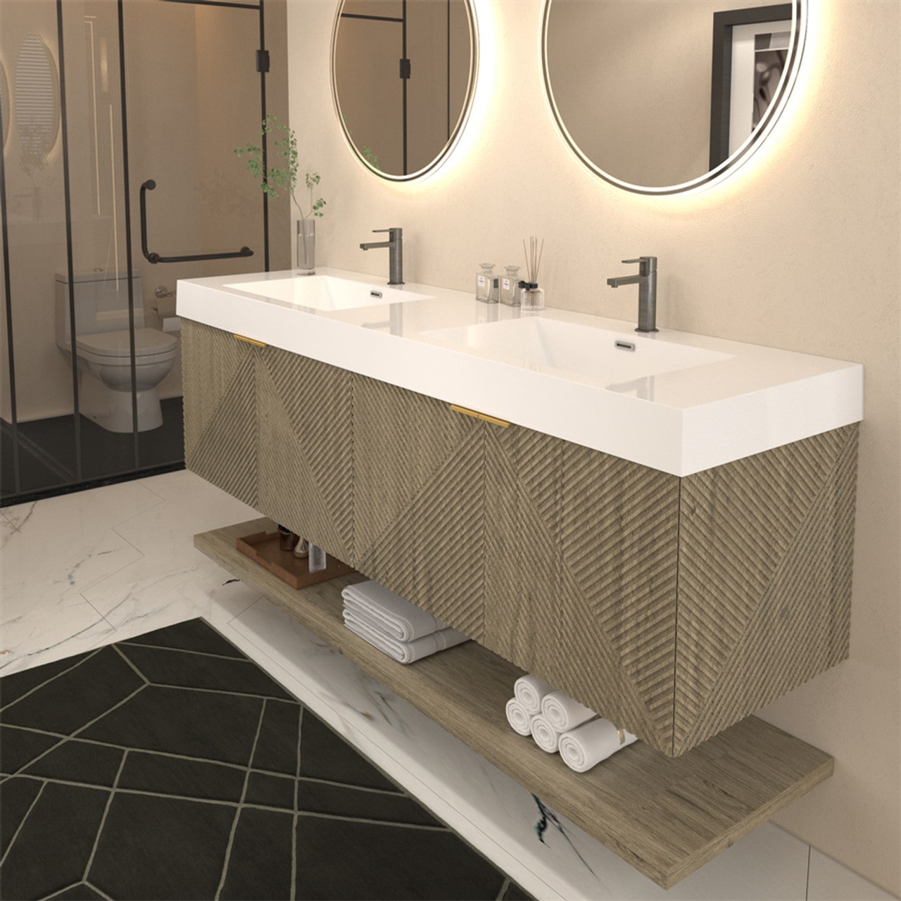 Mystique 72" Wall-Mounted Vanity with Acrylic Sink