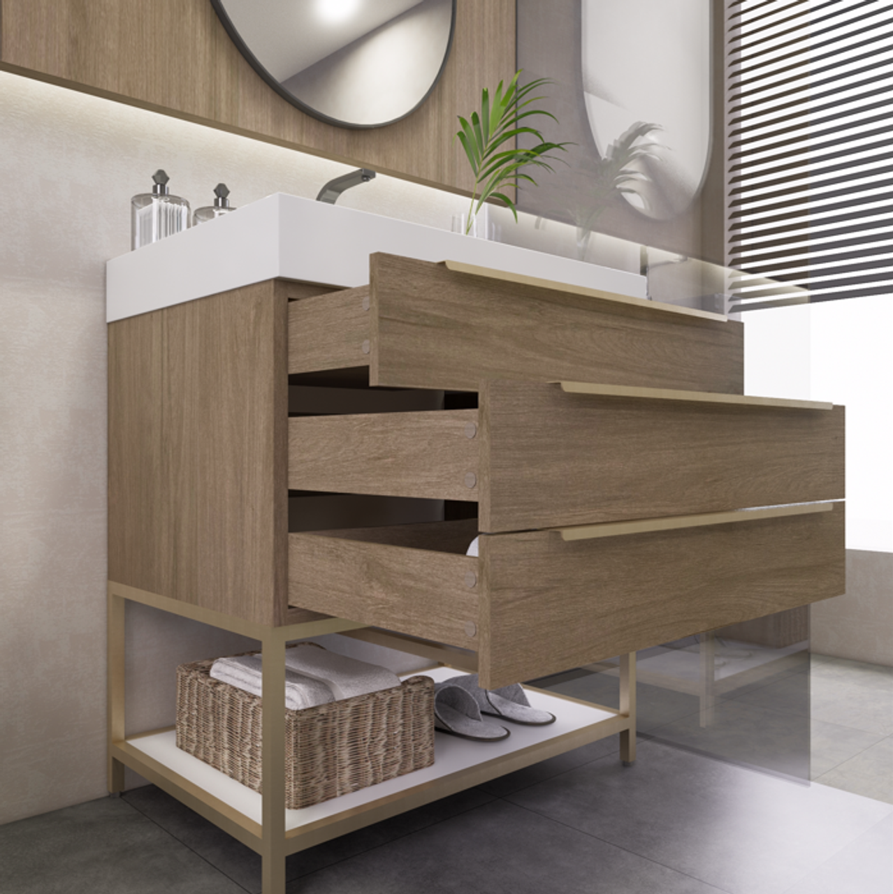 Noble 30" Luxury Free Standing Bathroom Vanity with Reinforced Acrylic Sink