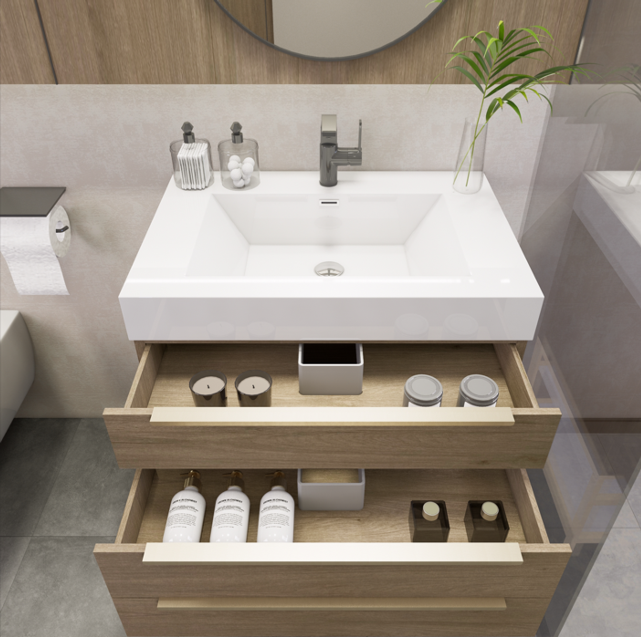 Noble 30" Luxury Free Standing Bathroom Vanity with Reinforced Acrylic Sink