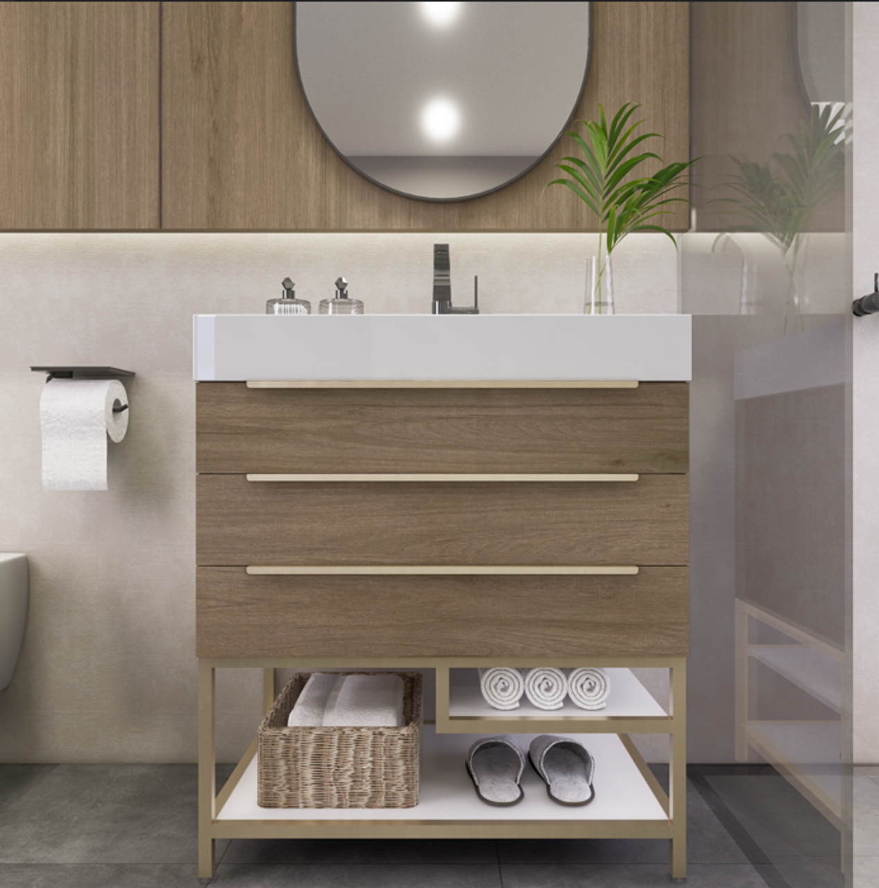 Noble 30" Luxury Free Standing Bathroom Vanity with Reinforced Acrylic Sink