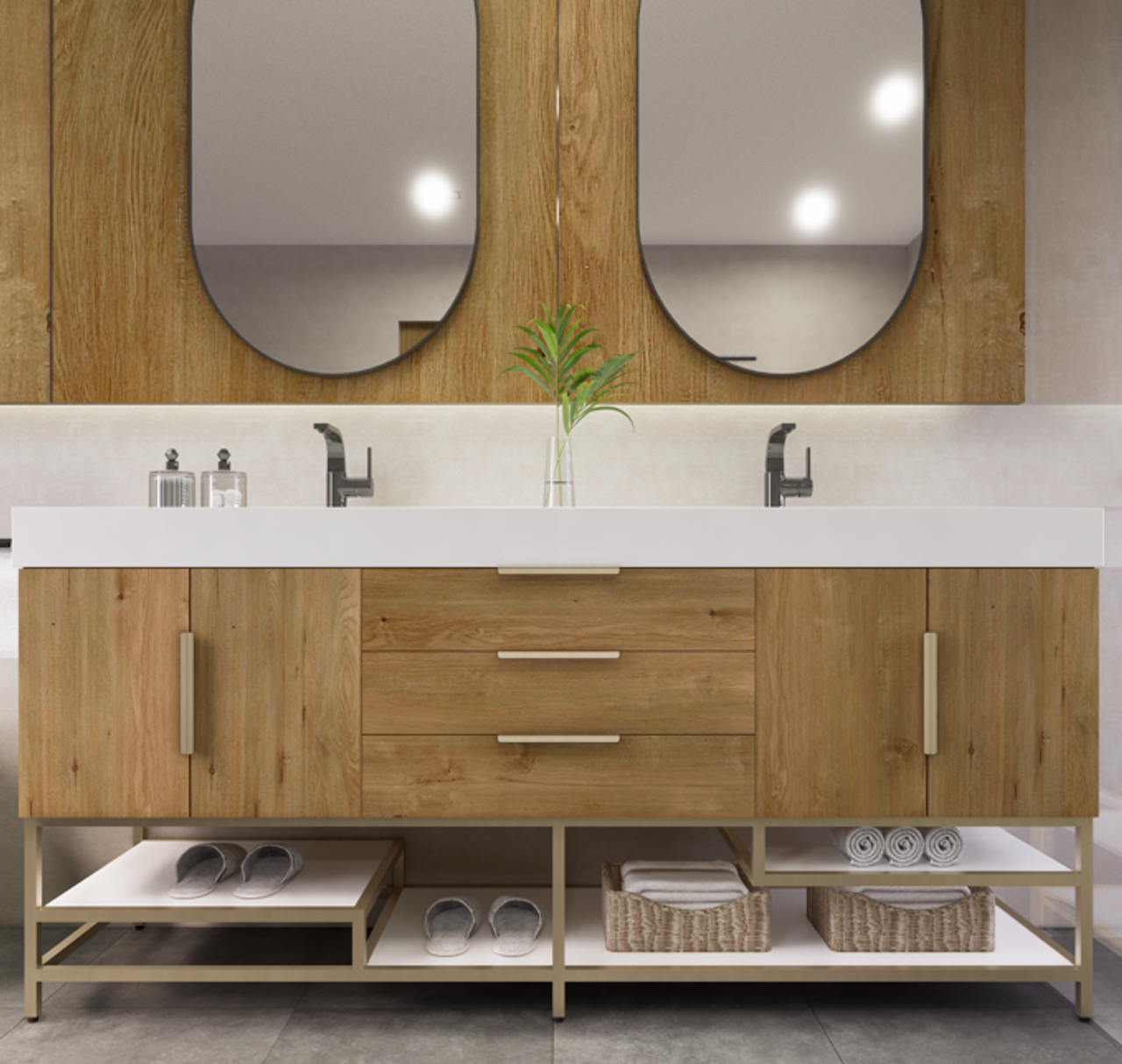 Noble 72" Free Standing Luxury Bathroom Vanity with Reinforced Acrylic Double Sink