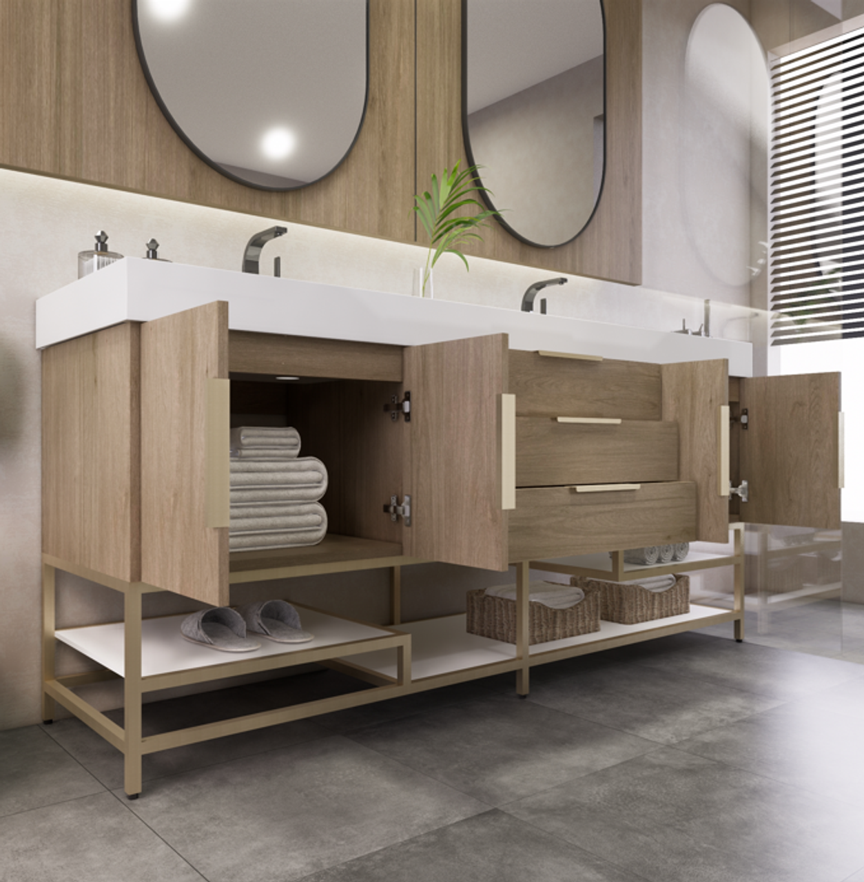 Noble 72" Free Standing Luxury Bathroom Vanity with Reinforced Acrylic Double Sink