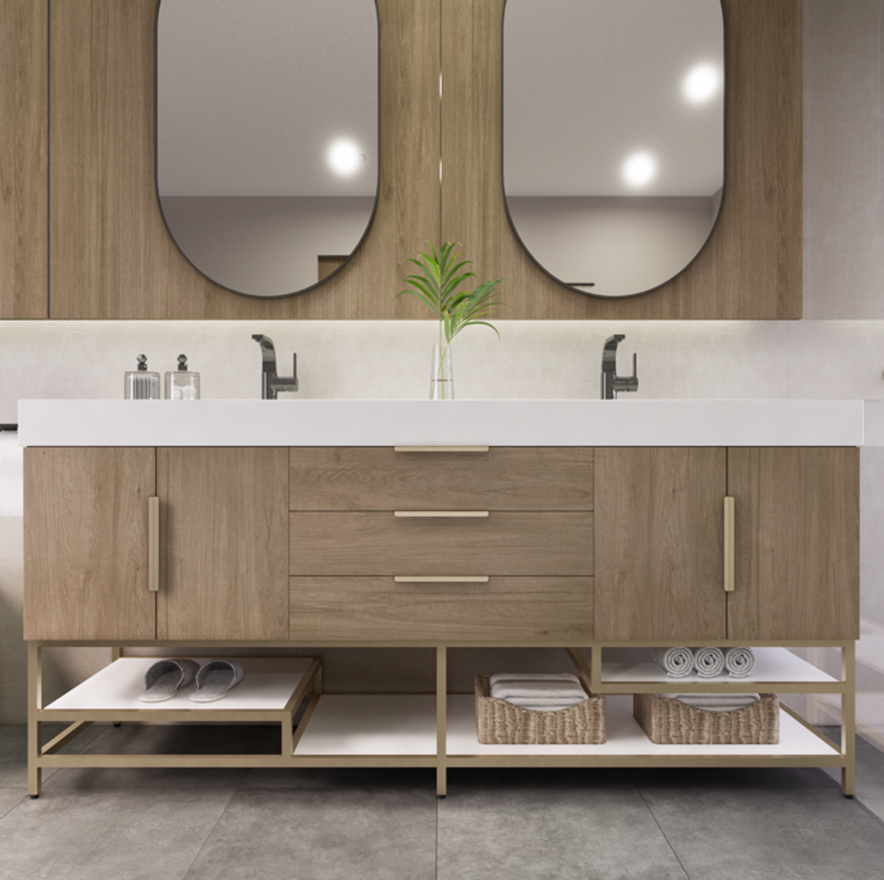 Noble 72" Free Standing Luxury Bathroom Vanity with Reinforced Acrylic Double Sink