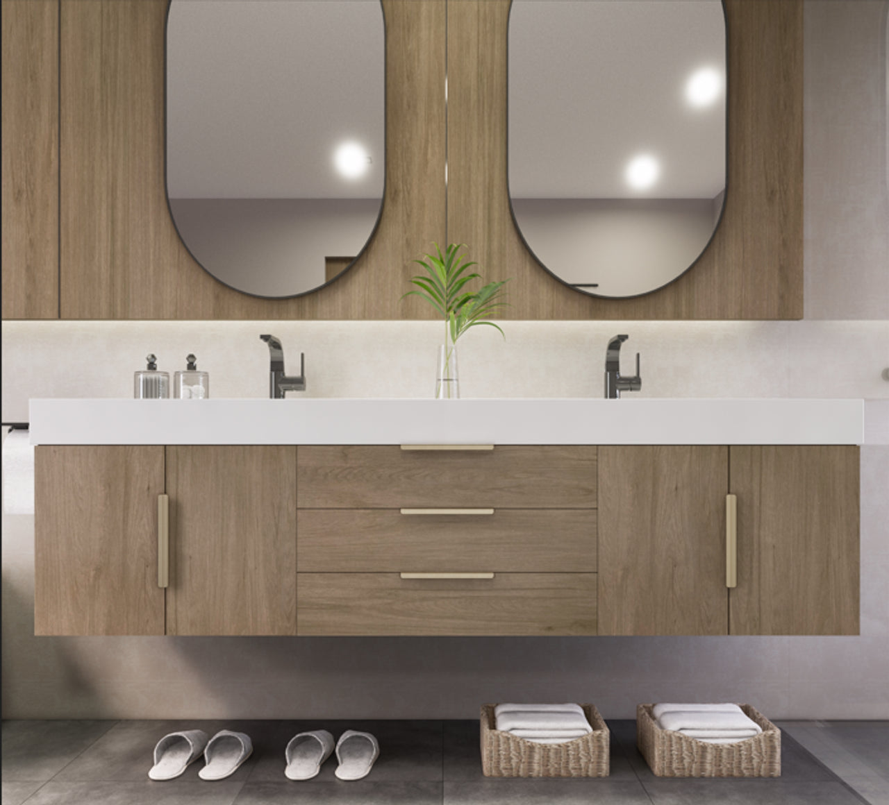 Noble 72" Wall-Mount Luxury Bathroom Vanity with Reinforced Acrylic Double Sink