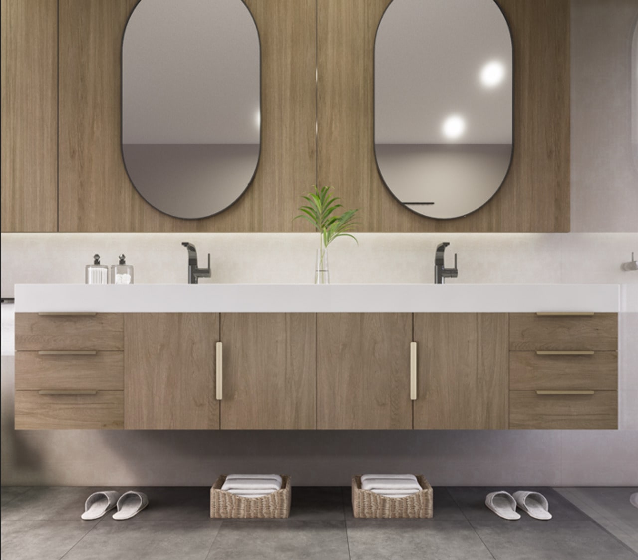 Noble 84" Wall-Mount Vanity with Reinforced Acrylic Double Sink