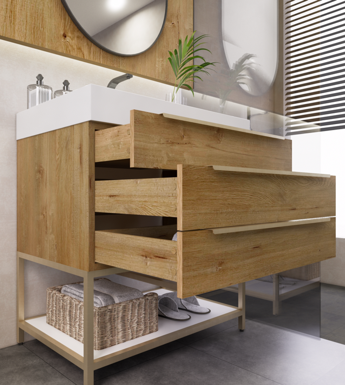 Noble 30" Luxury Free Standing Bathroom Vanity with Reinforced Acrylic Sink