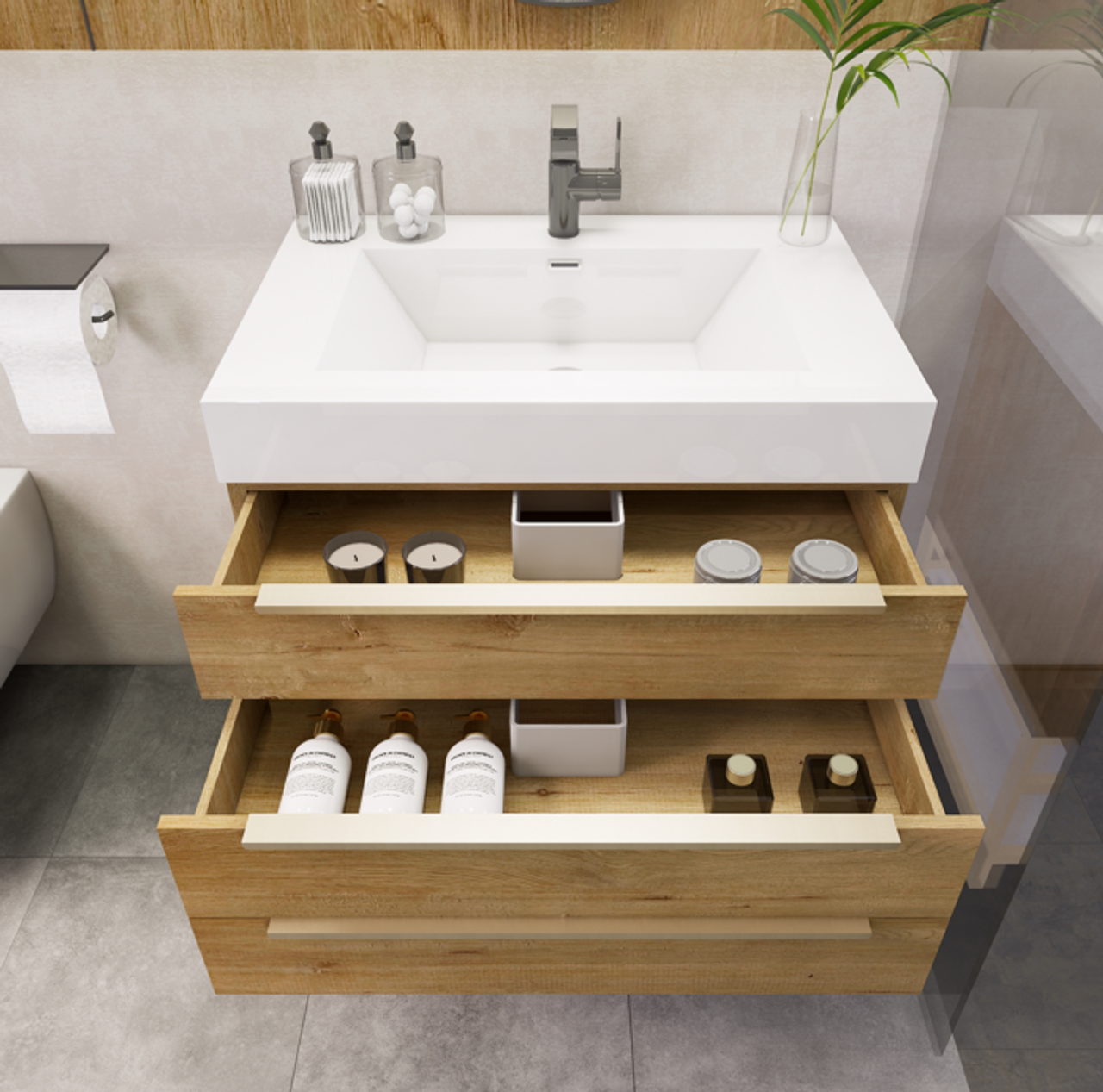 Noble 30" Luxury Free Standing Bathroom Vanity with Reinforced Acrylic Sink