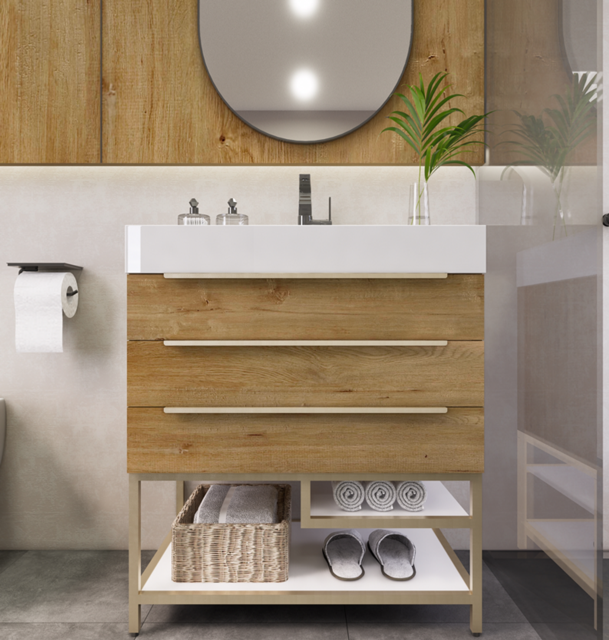 Noble 30" Luxury Free Standing Bathroom Vanity with Reinforced Acrylic Sink