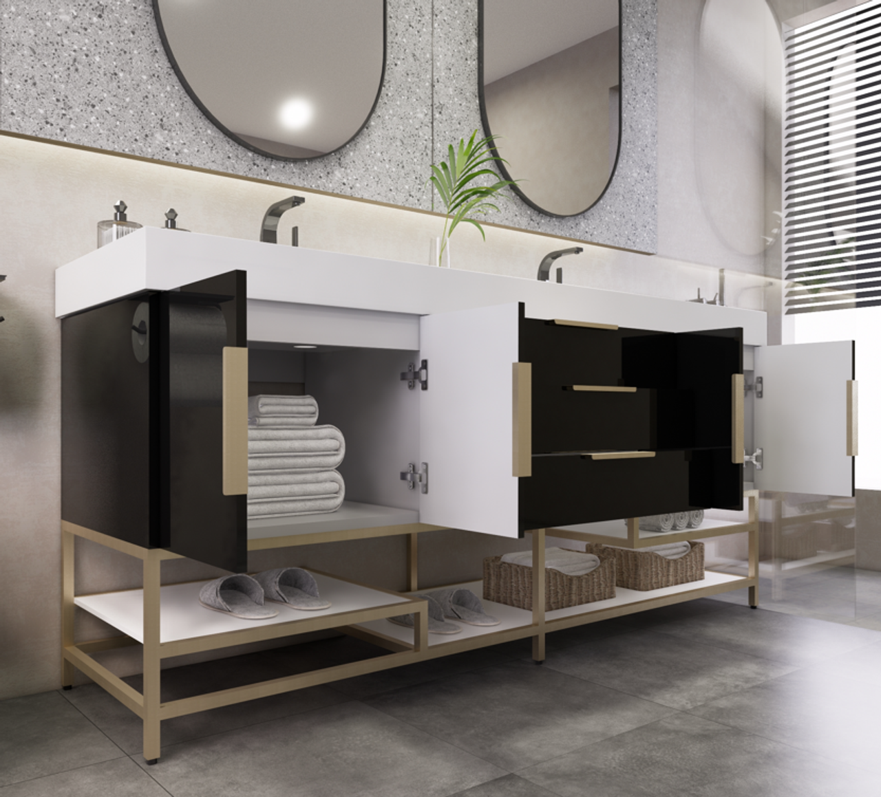 Noble 72" Free Standing Luxury Bathroom Vanity with Reinforced Acrylic Double Sink