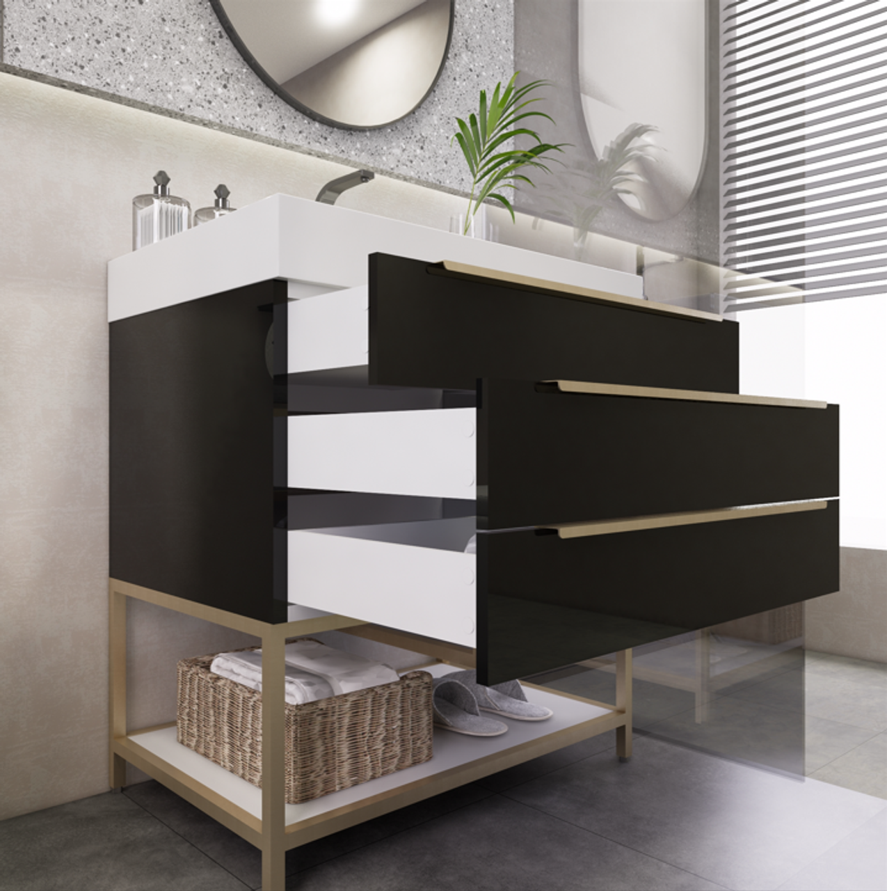 Noble 30" Luxury Free Standing Bathroom Vanity with Reinforced Acrylic Sink