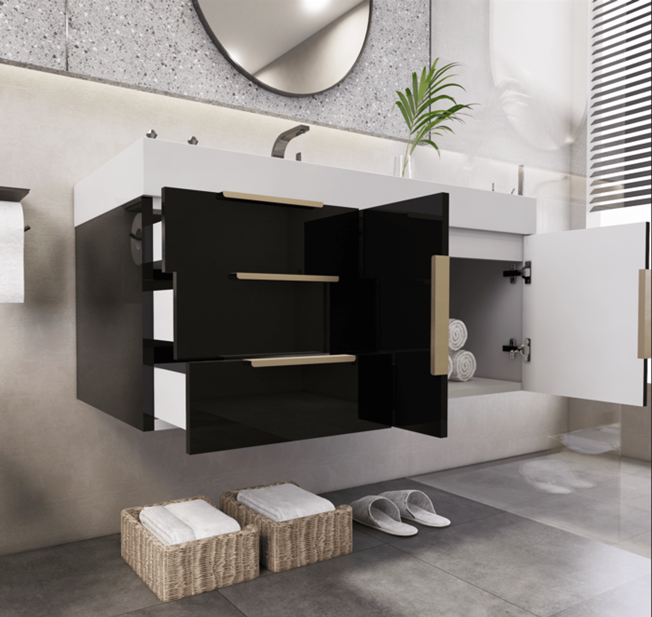 Noble 42" Wall Mount Luxury Bathroom Vanity with Acrylic Sink