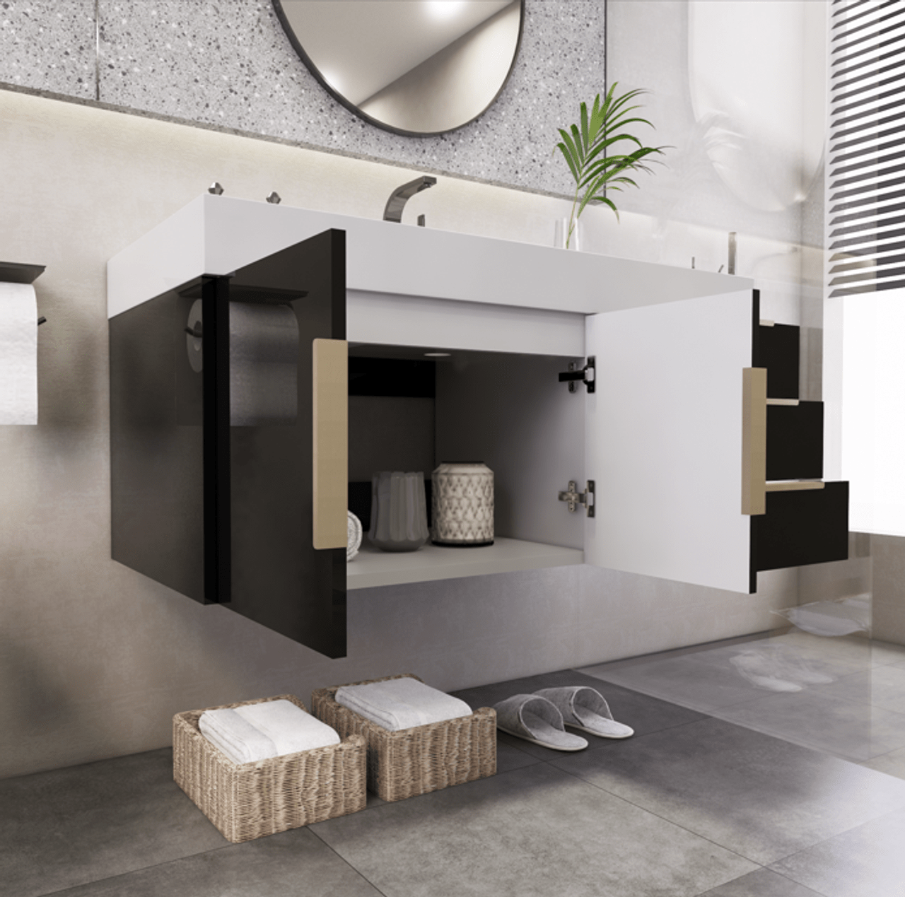 Noble 42" Wall Mount Luxury Bathroom Vanity with Acrylic Sink