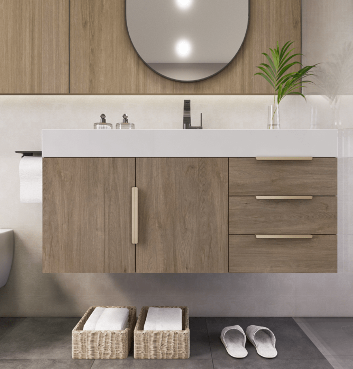 Noble 42" Wall Mount Luxury Bathroom Vanity with Acrylic Sink