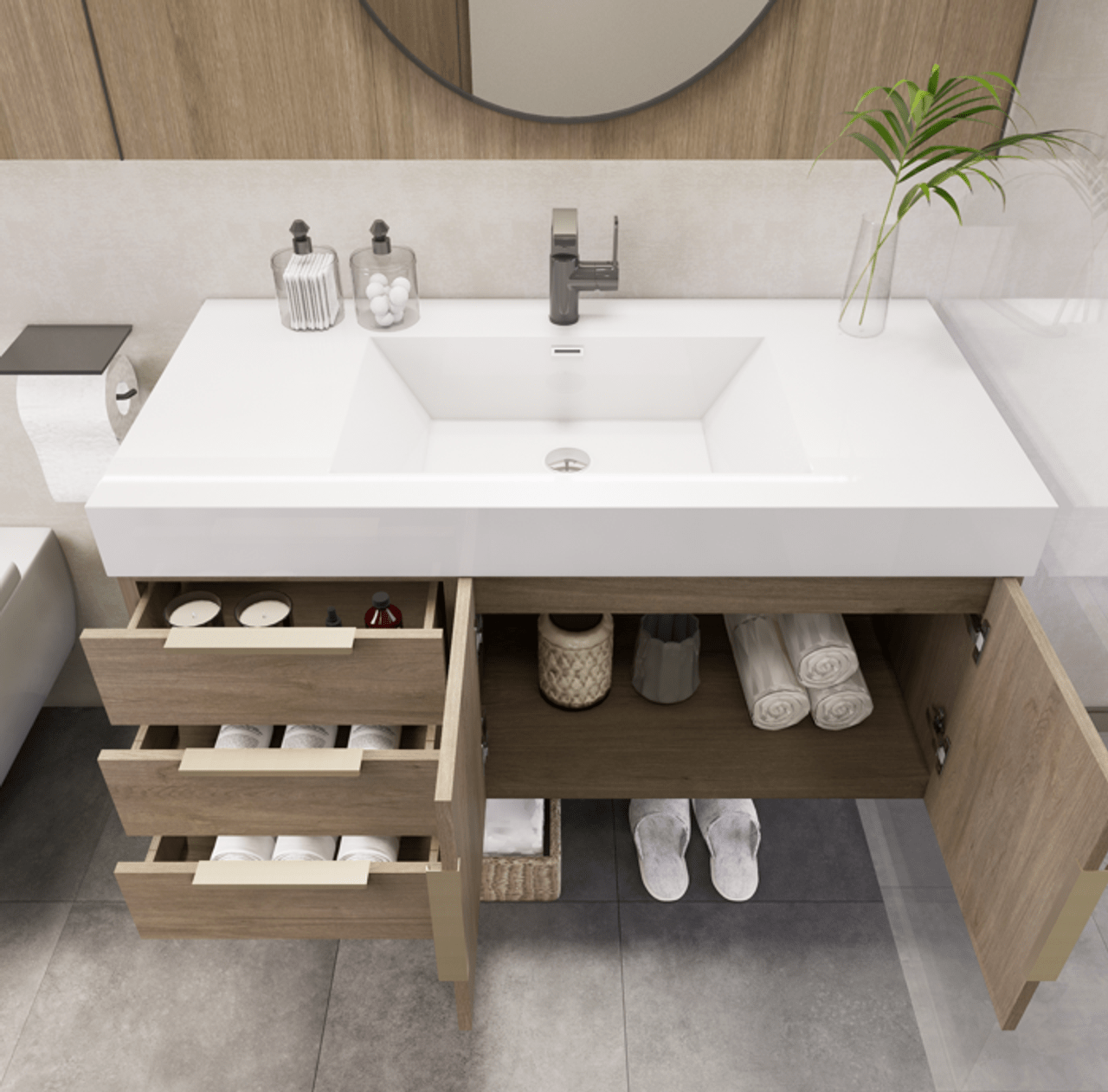Noble 42" Wall Mount Luxury Bathroom Vanity with Acrylic Sink