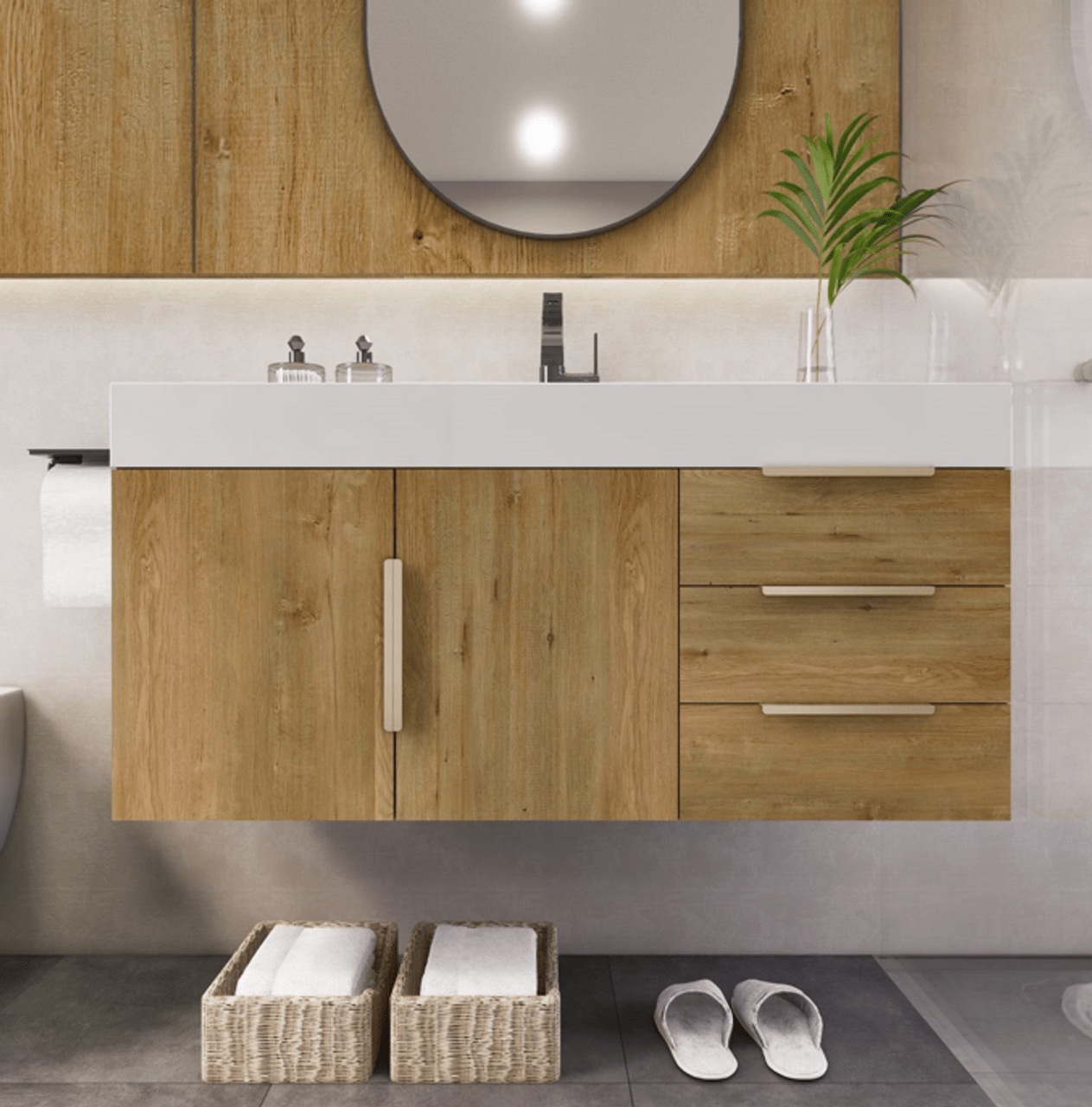 Noble 42" Wall Mount Luxury Bathroom Vanity with Acrylic Sink