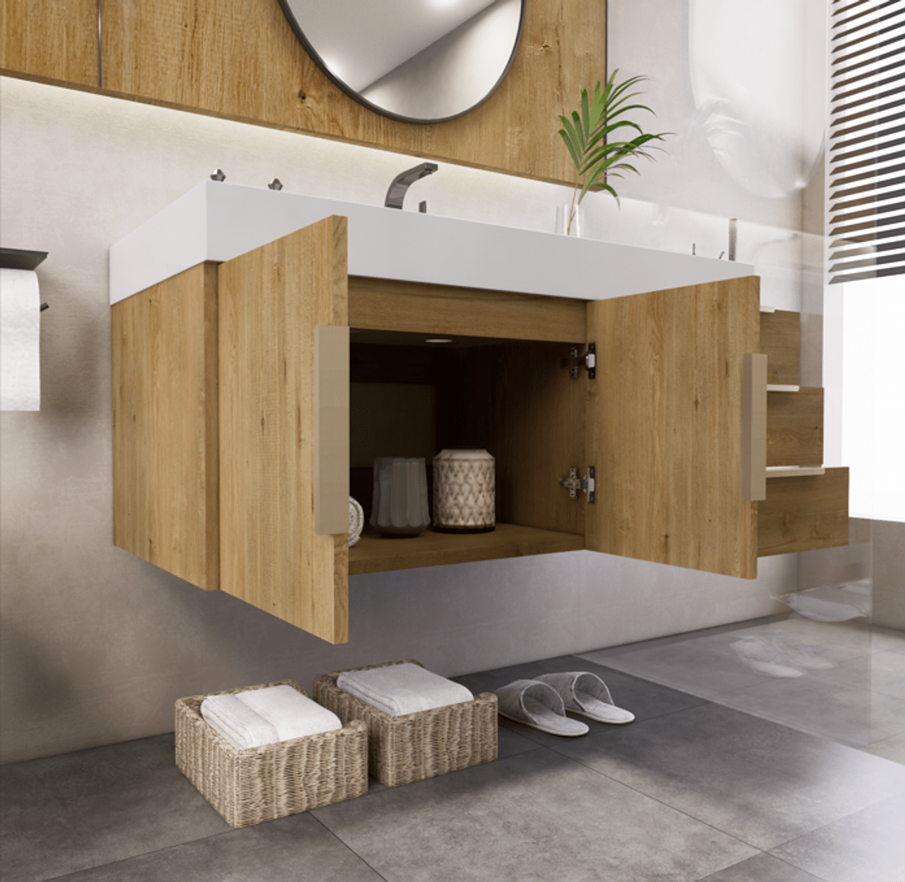 Noble 42" Wall Mount Luxury Bathroom Vanity with Acrylic Sink