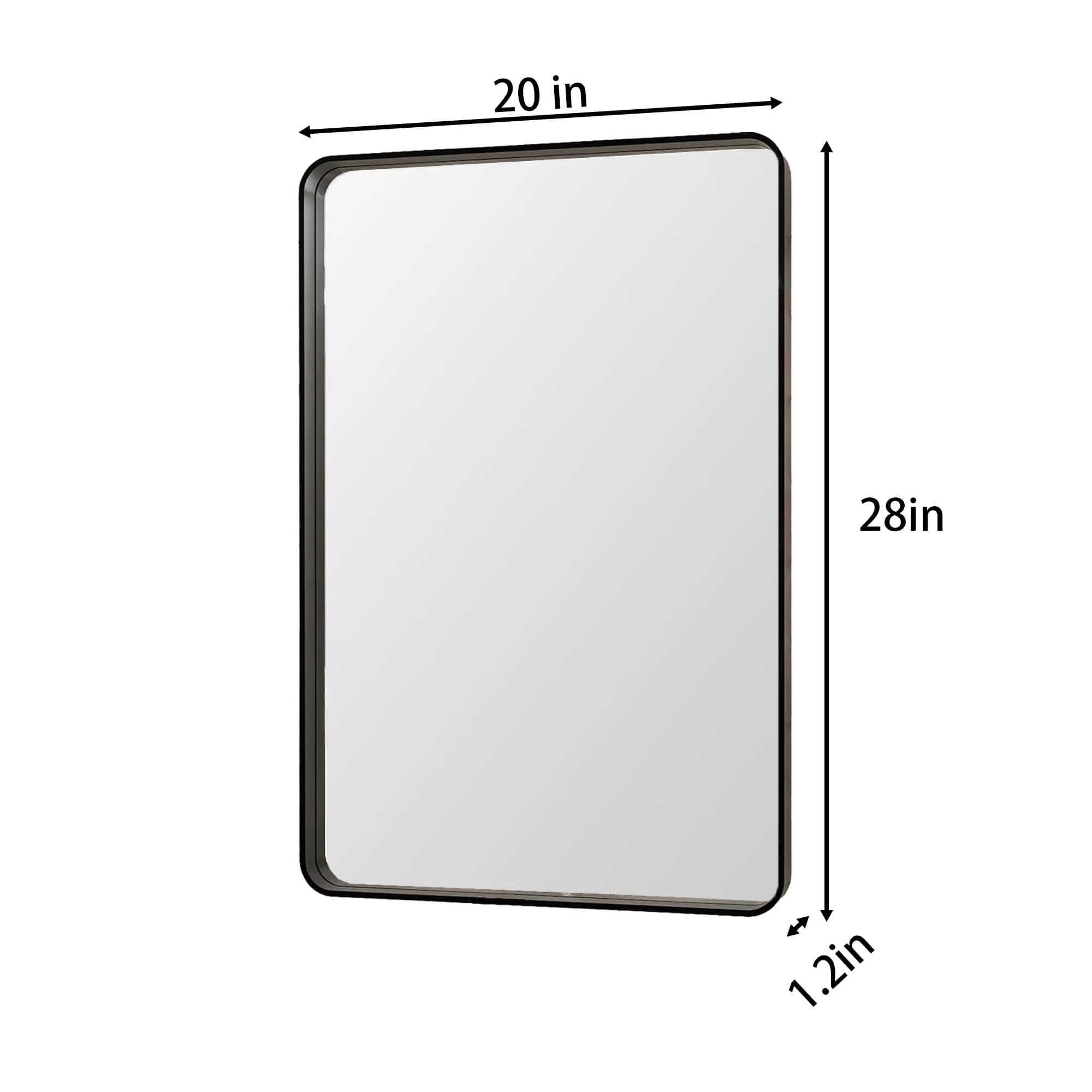 Noir 20"x 28" Bathroom Mirror – Matte Black, Tempered Glass