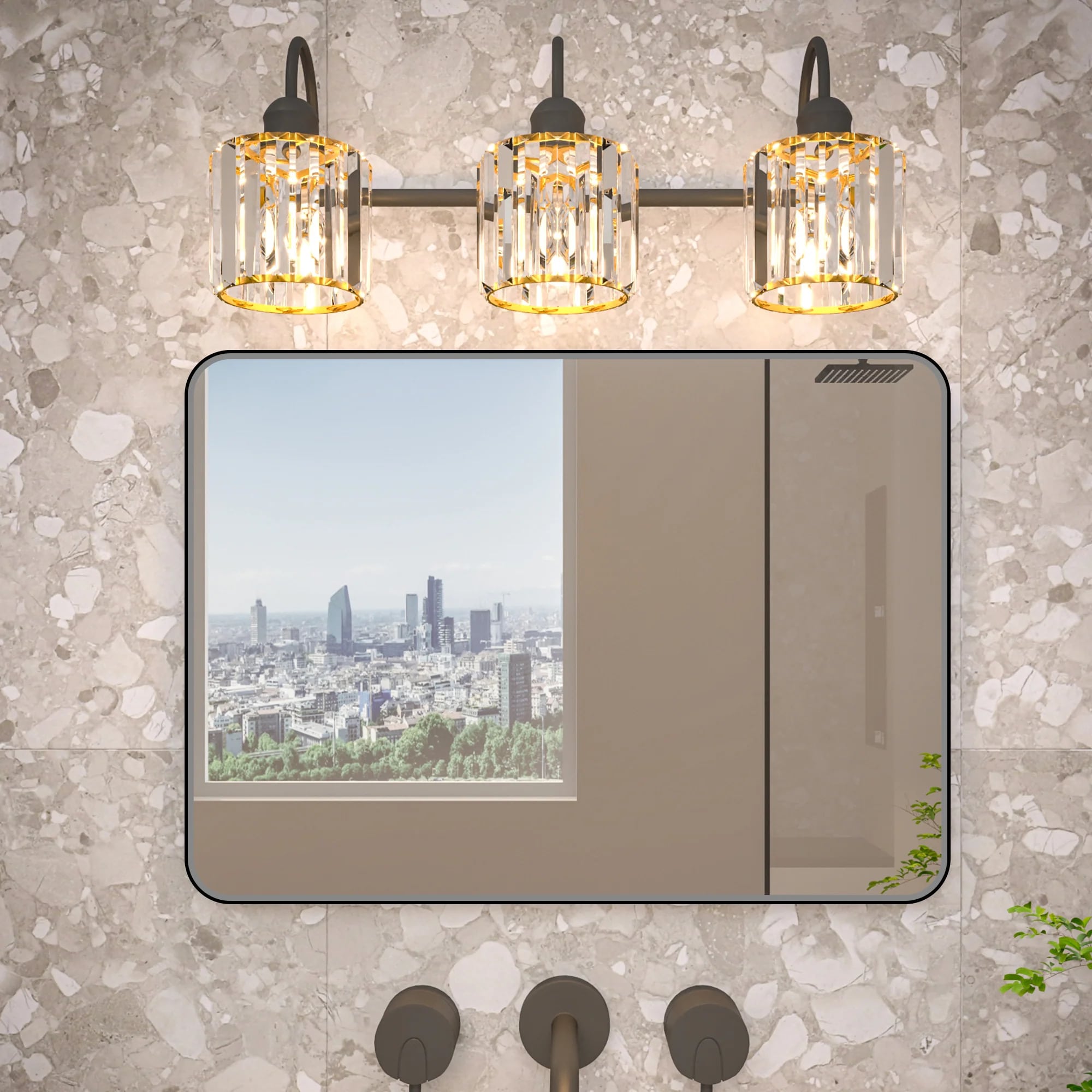 Noir 20"x 28" Bathroom Mirror – Matte Black, Tempered Glass