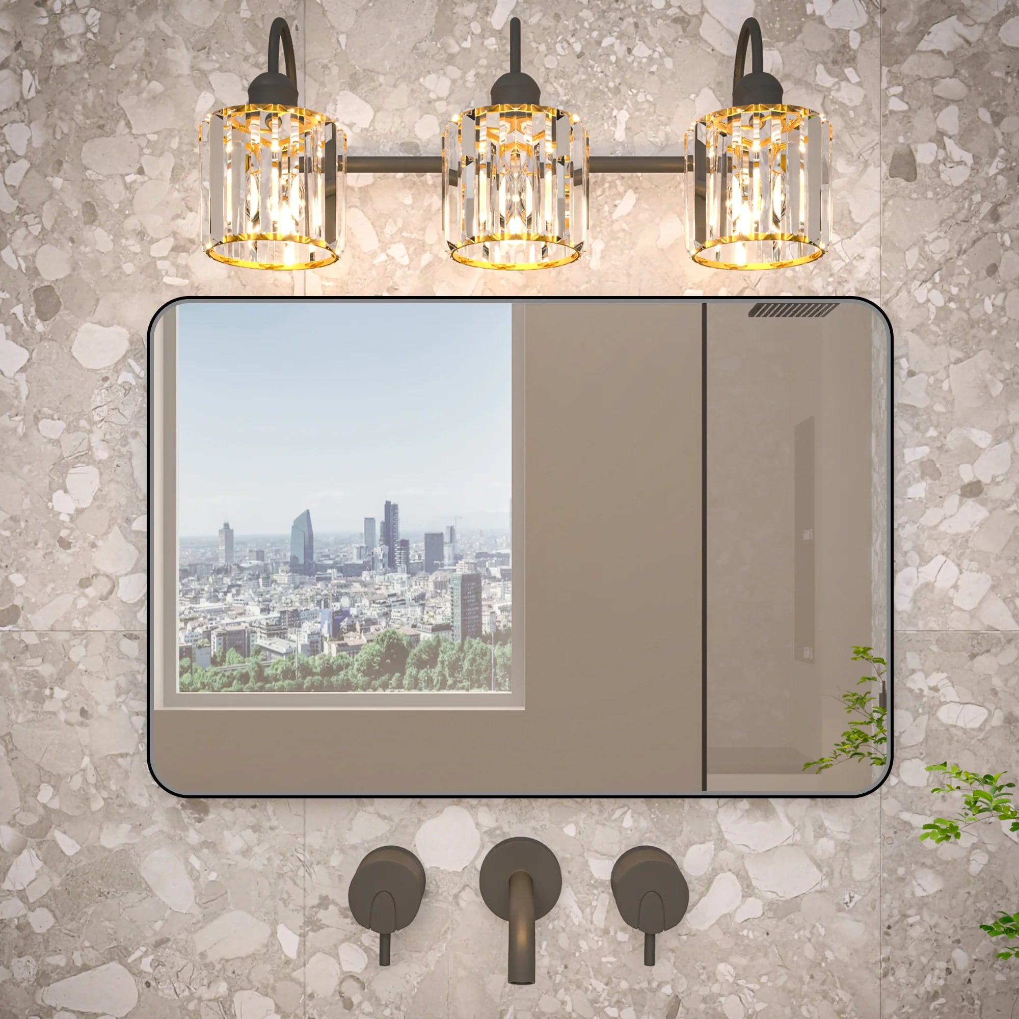 Noir 22"x 30" Bathroom Mirror – Matte Black, Tempered Glass