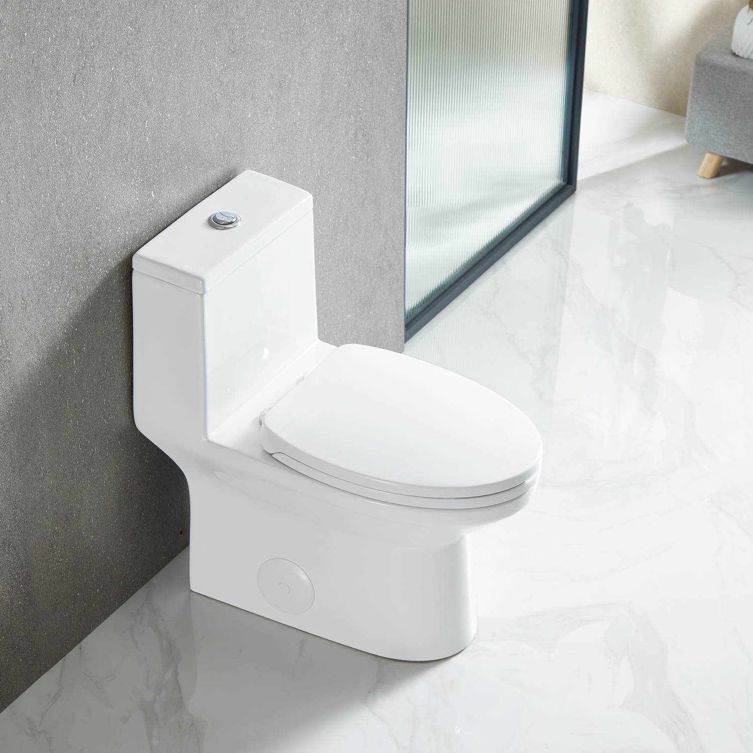 A traditional toilet installation in a classic bathroom lavatory, featuring a porcelain design with a modern touch for comfort and durability