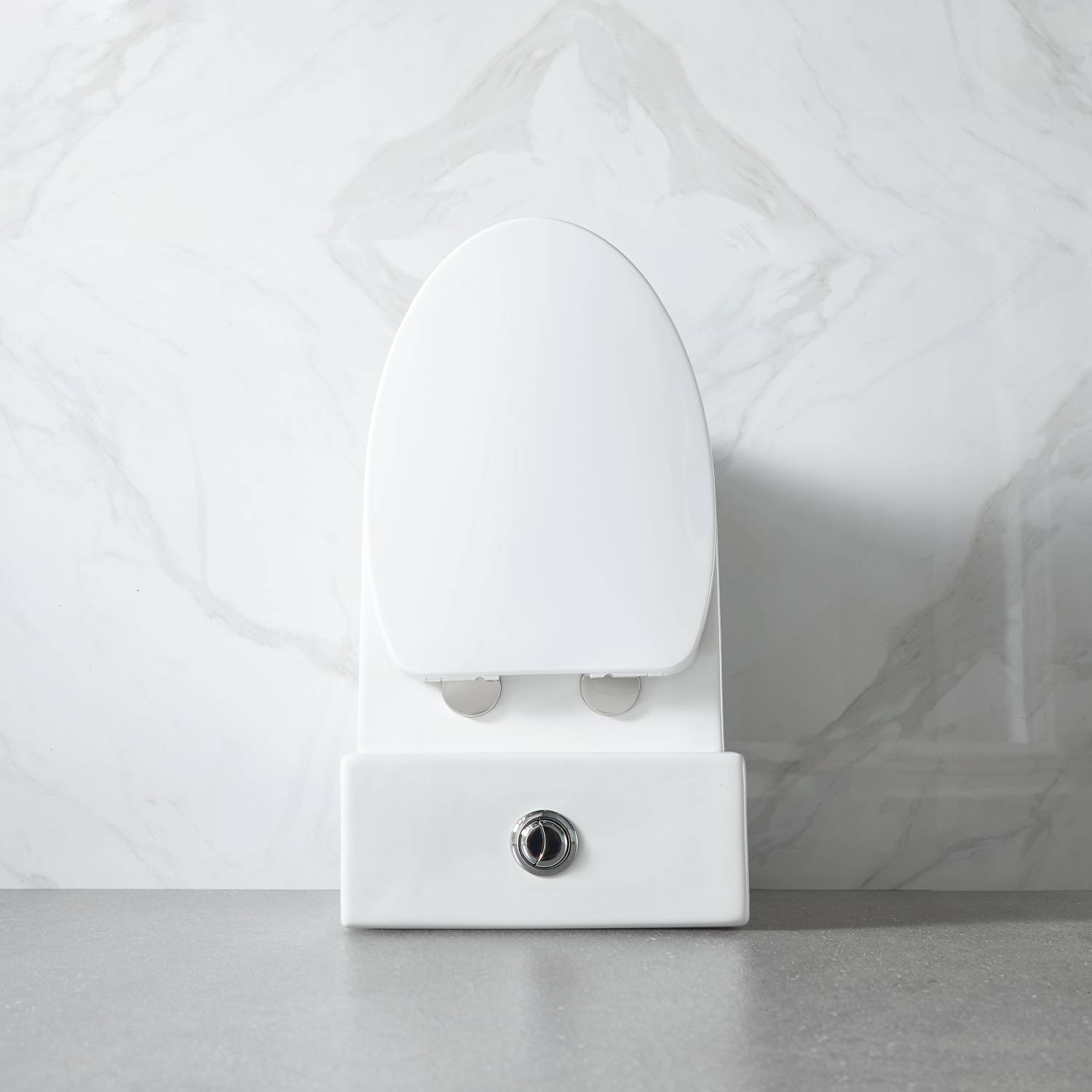 A traditional toilet installation in a classic bathroom lavatory, featuring a porcelain design with a modern touch for comfort and durability