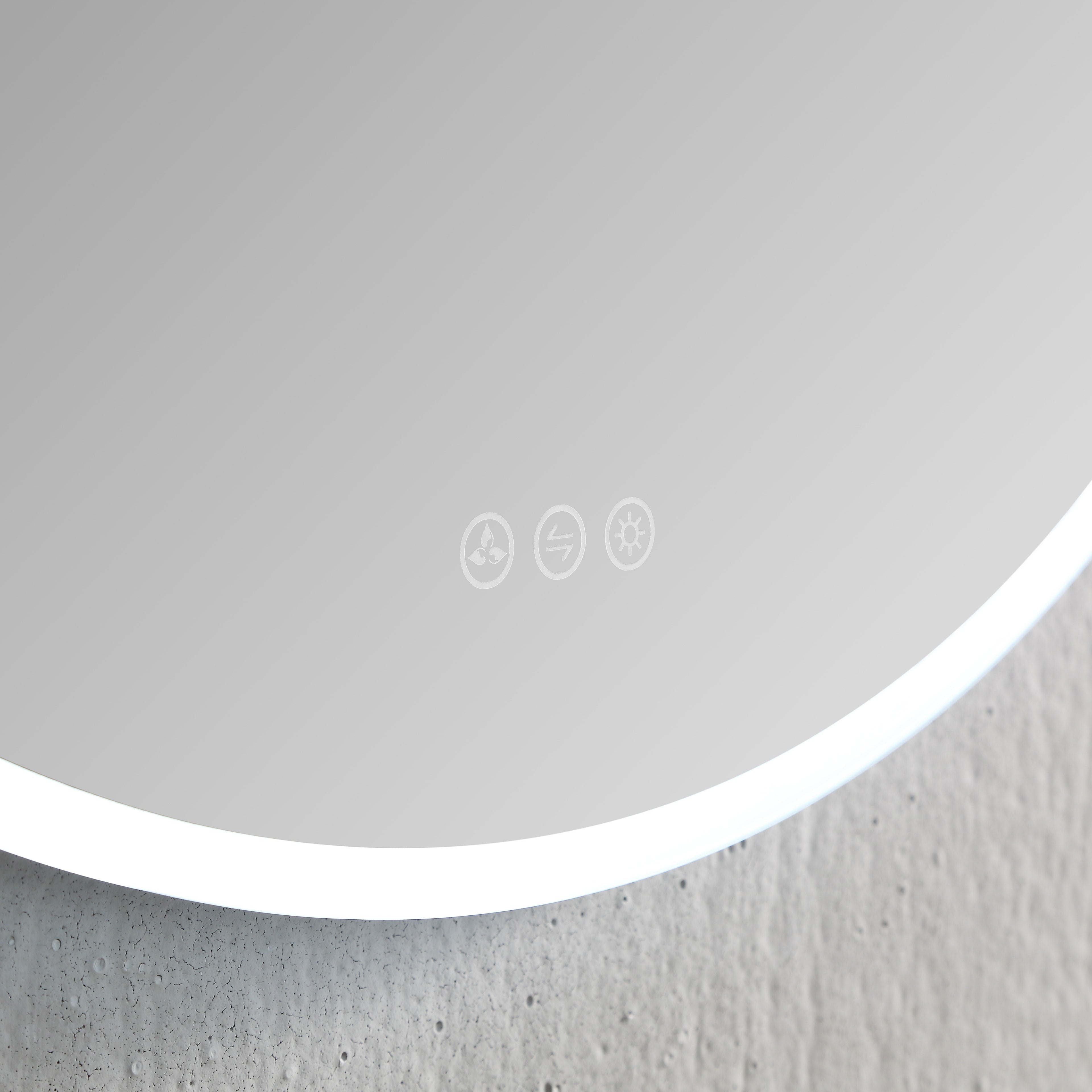 Orion 32″ Round LED Mirror with Frosted Side Vanity Plus